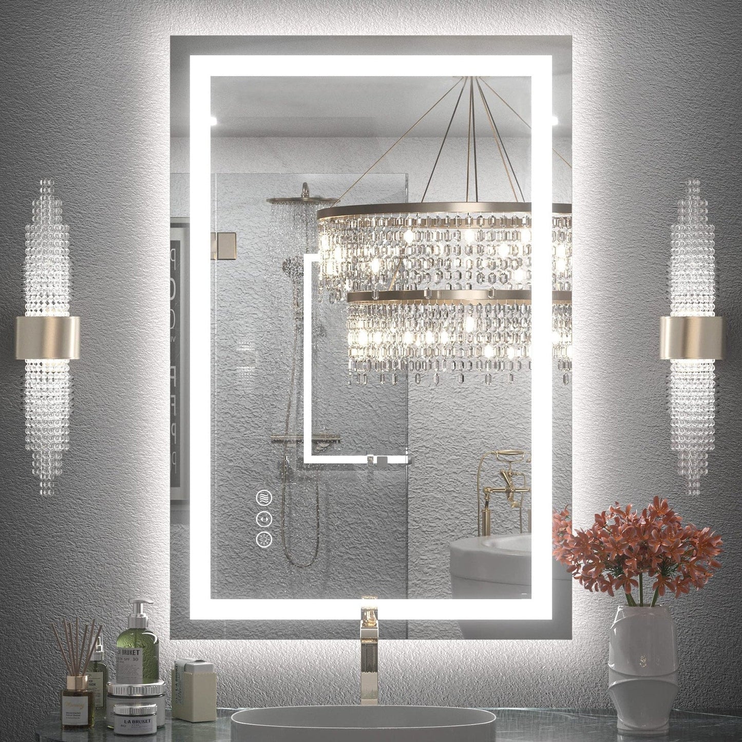 KIOTEE Super Bright Anti-fog LED Bathroom Mirror with Backlit and Front Lighting 3-Year Warranty