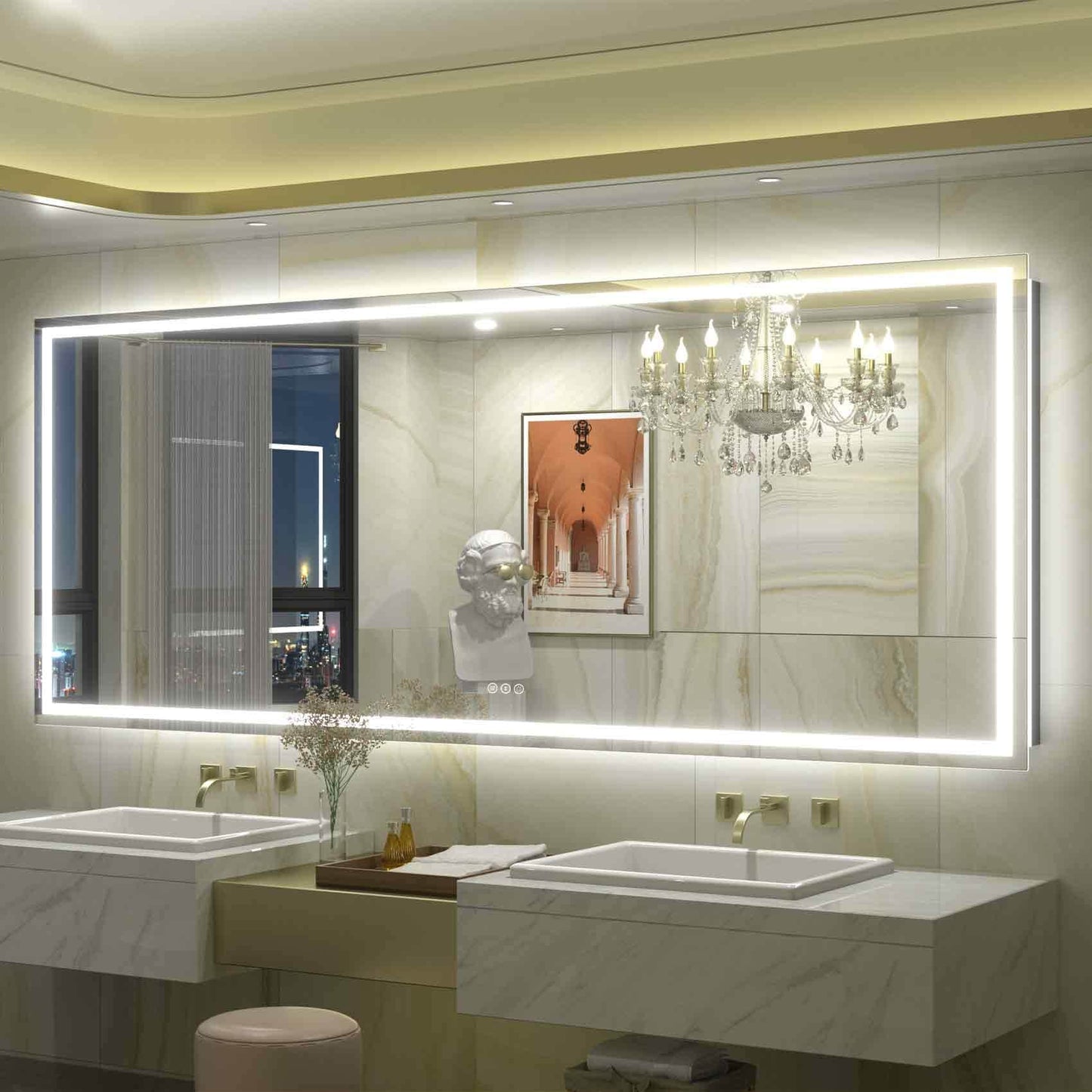 KIOTEE Super Bright Anti-fog LED Bathroom Mirror with Backlit and Front Lighting 3-Year Warranty