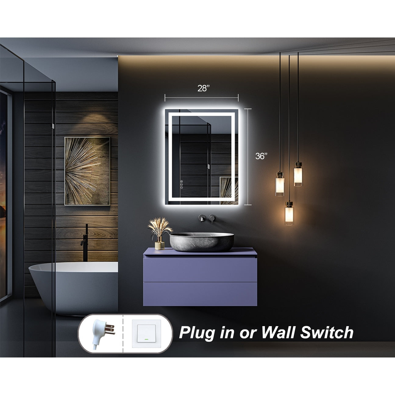 KIOTEE Super Bright Anti-fog LED Bathroom Mirror with Backlit and Front Lighting 3-Year Warranty