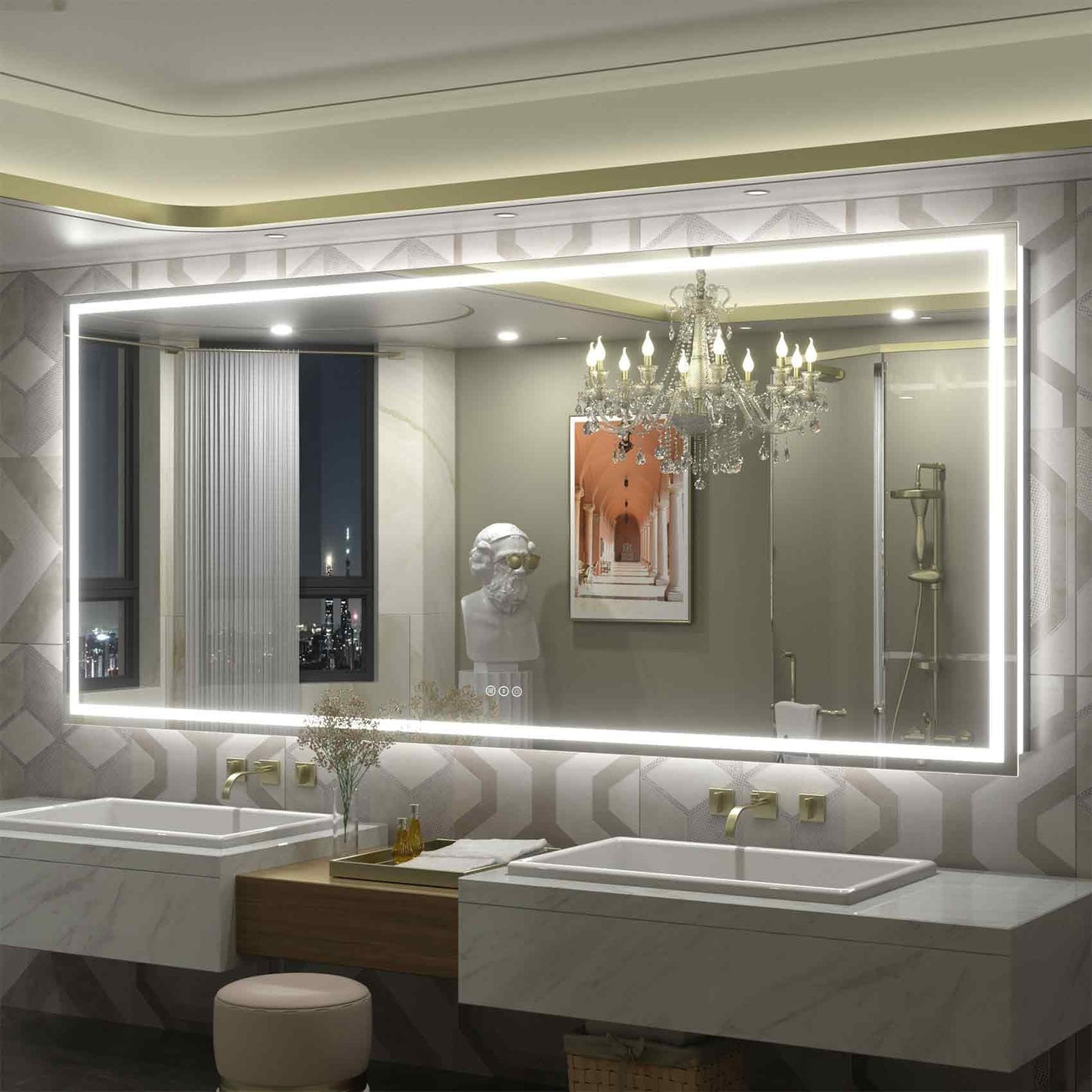 KIOTEE Super Bright Anti-fog LED Bathroom Mirror with Backlit and Front Lighting 3-Year Warranty