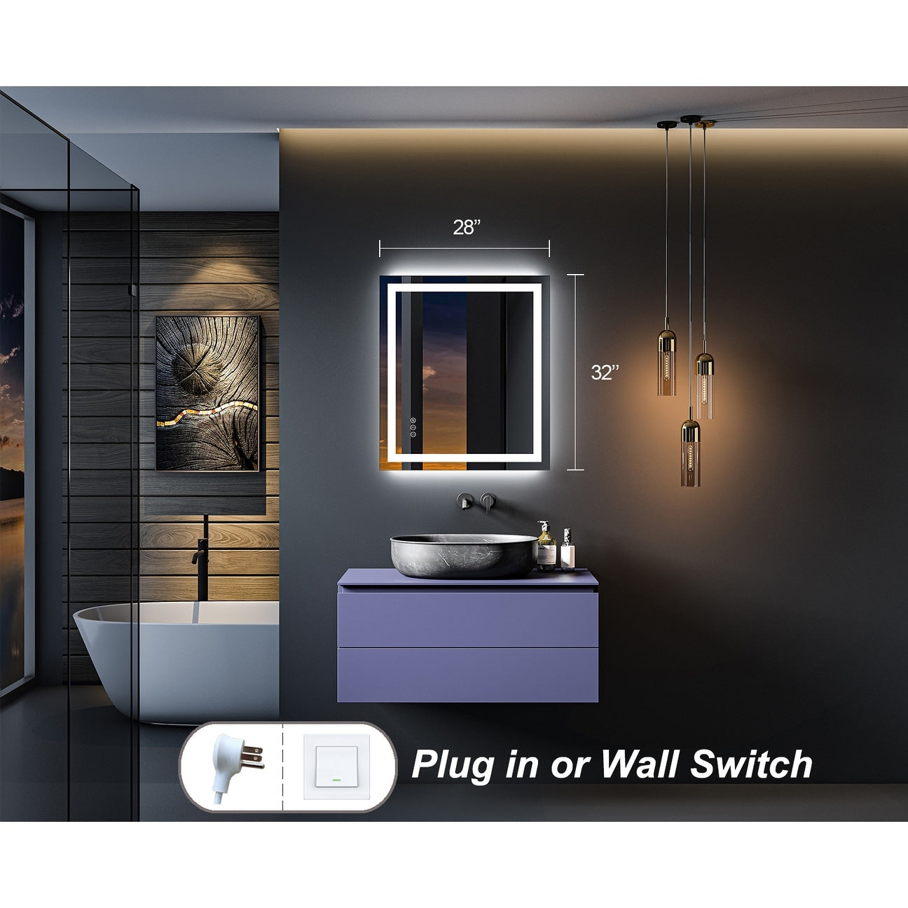 KIOTEE Super Bright Anti-fog LED Bathroom Mirror with Backlit and Front Lighting 3-Year Warranty