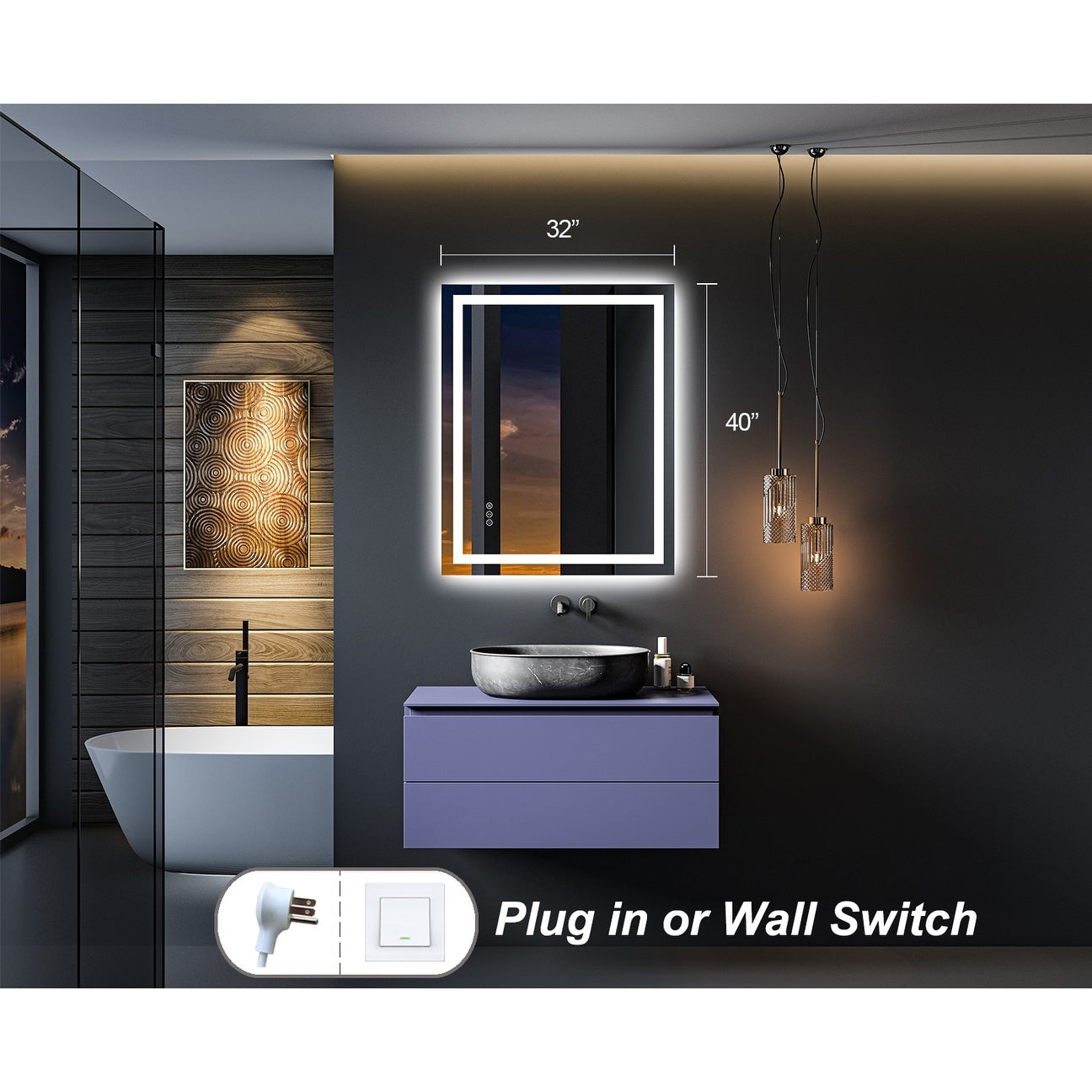 KIOTEE Super Bright Anti-fog LED Bathroom Mirror with Backlit and Front Lighting 3-Year Warranty