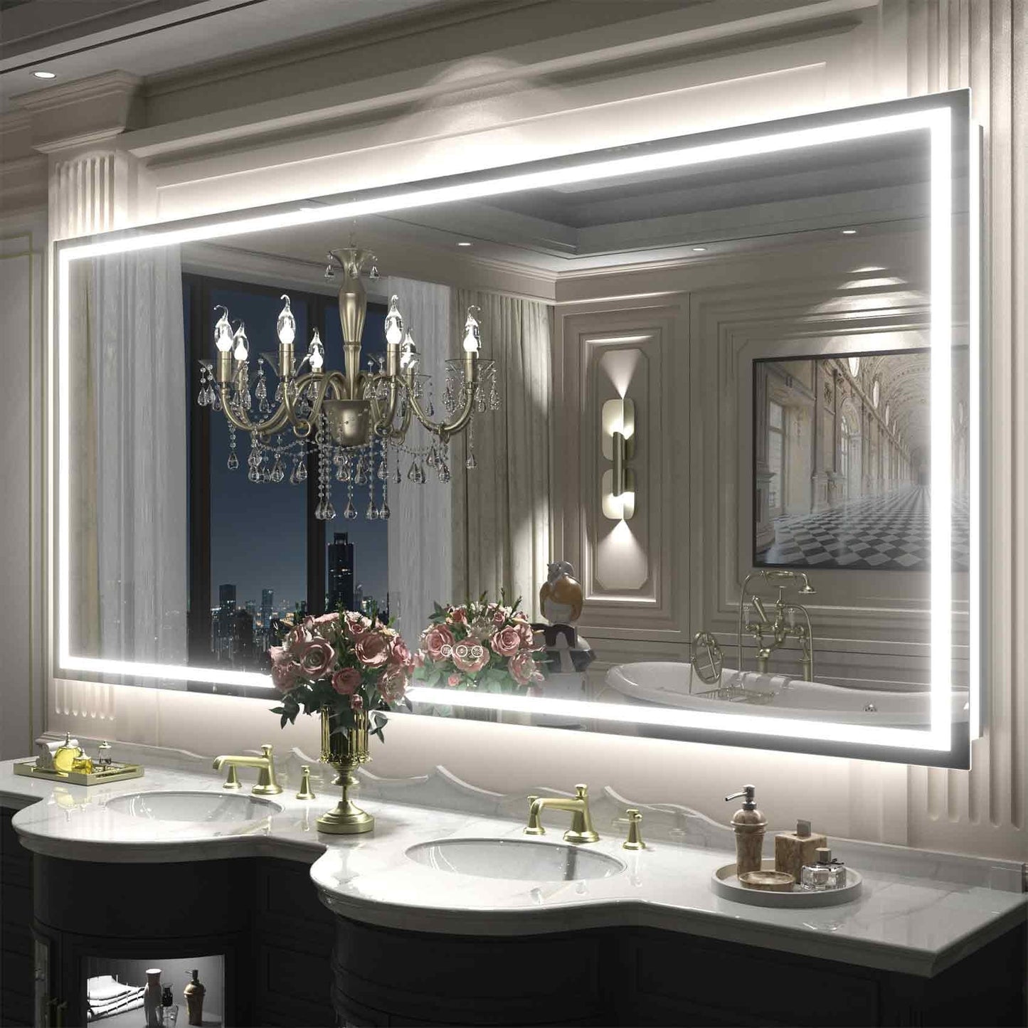 KIOTEE Super Bright Anti-fog LED Bathroom Mirror with Backlit and Front Lighting 3-Year Warranty