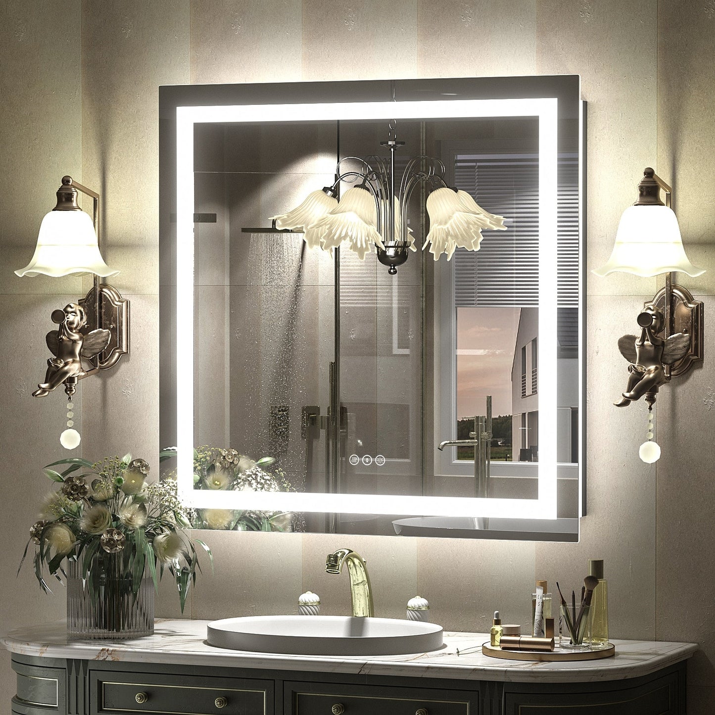 KIOTEE Super Bright Anti-fog LED Bathroom Mirror with Backlit and Front Lighting 3-Year Warranty