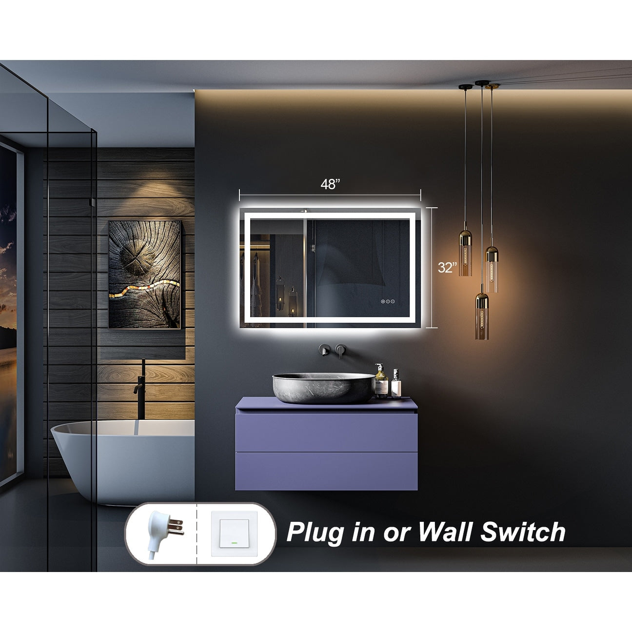 KIOTEE Super Bright Anti-fog LED Bathroom Mirror with Backlit and Front Lighting 3-Year Warranty