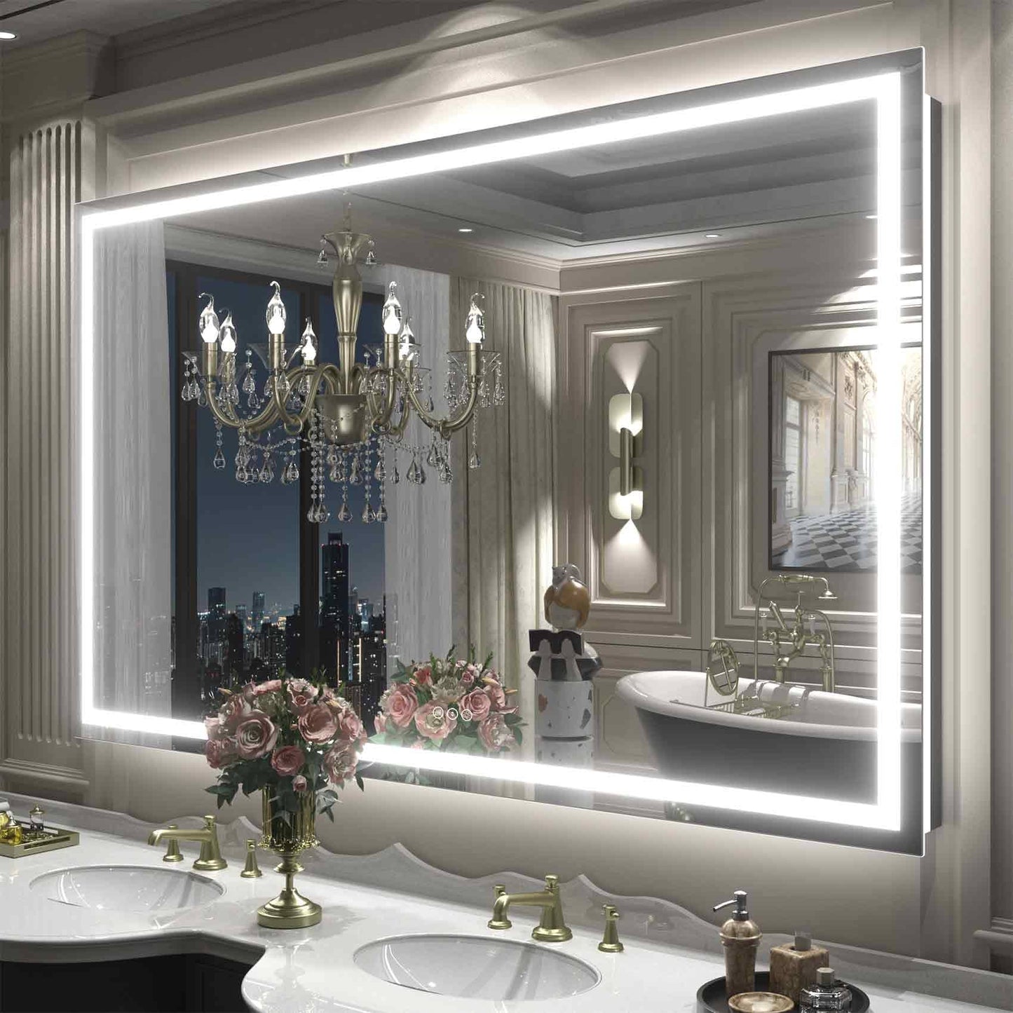KIOTEE Super Bright Anti-fog LED Bathroom Mirror with Backlit and Front Lighting 3-Year Warranty