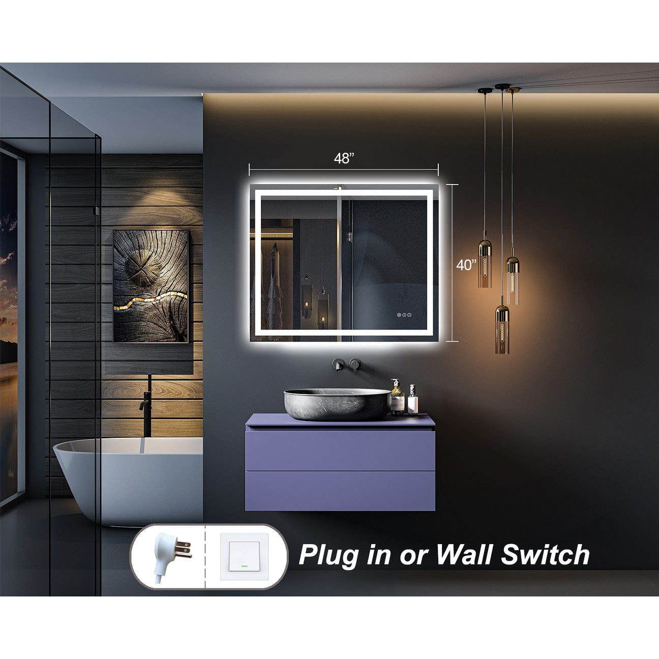 KIOTEE Super Bright Anti-fog LED Bathroom Mirror with Backlit and Front Lighting 3-Year Warranty