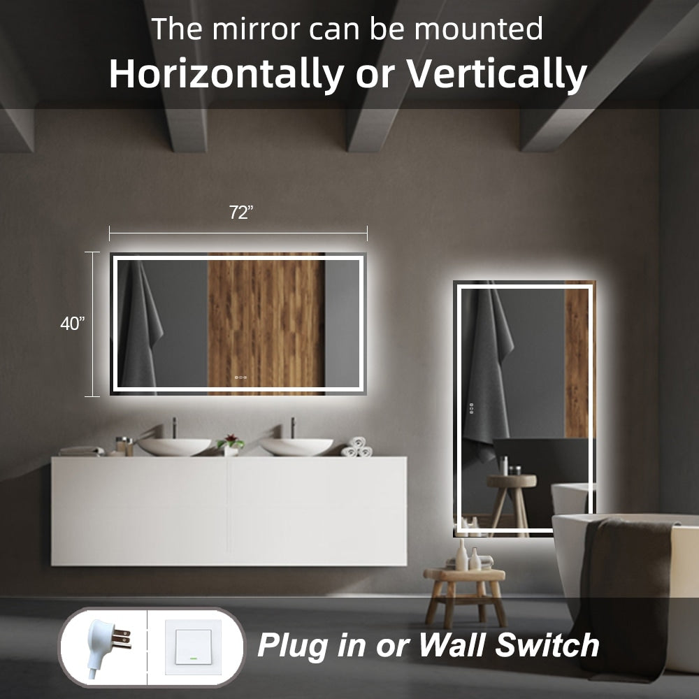 KIOTEE Super Bright Anti-fog LED Bathroom Mirror with Backlit and Front Lighting 3-Year Warranty