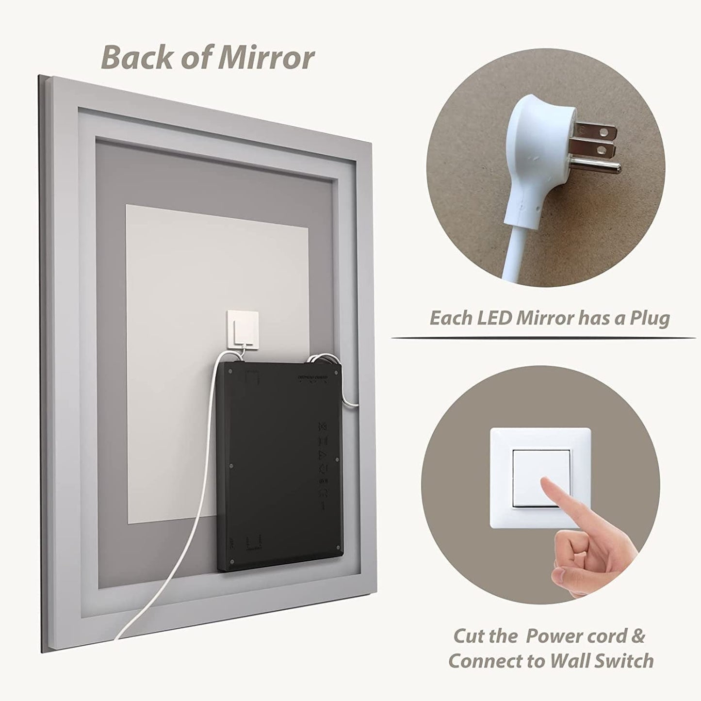 KIOTEE Super Bright Anti-fog LED Bathroom Mirror with Backlit and Front Lighting 3-Year Warranty