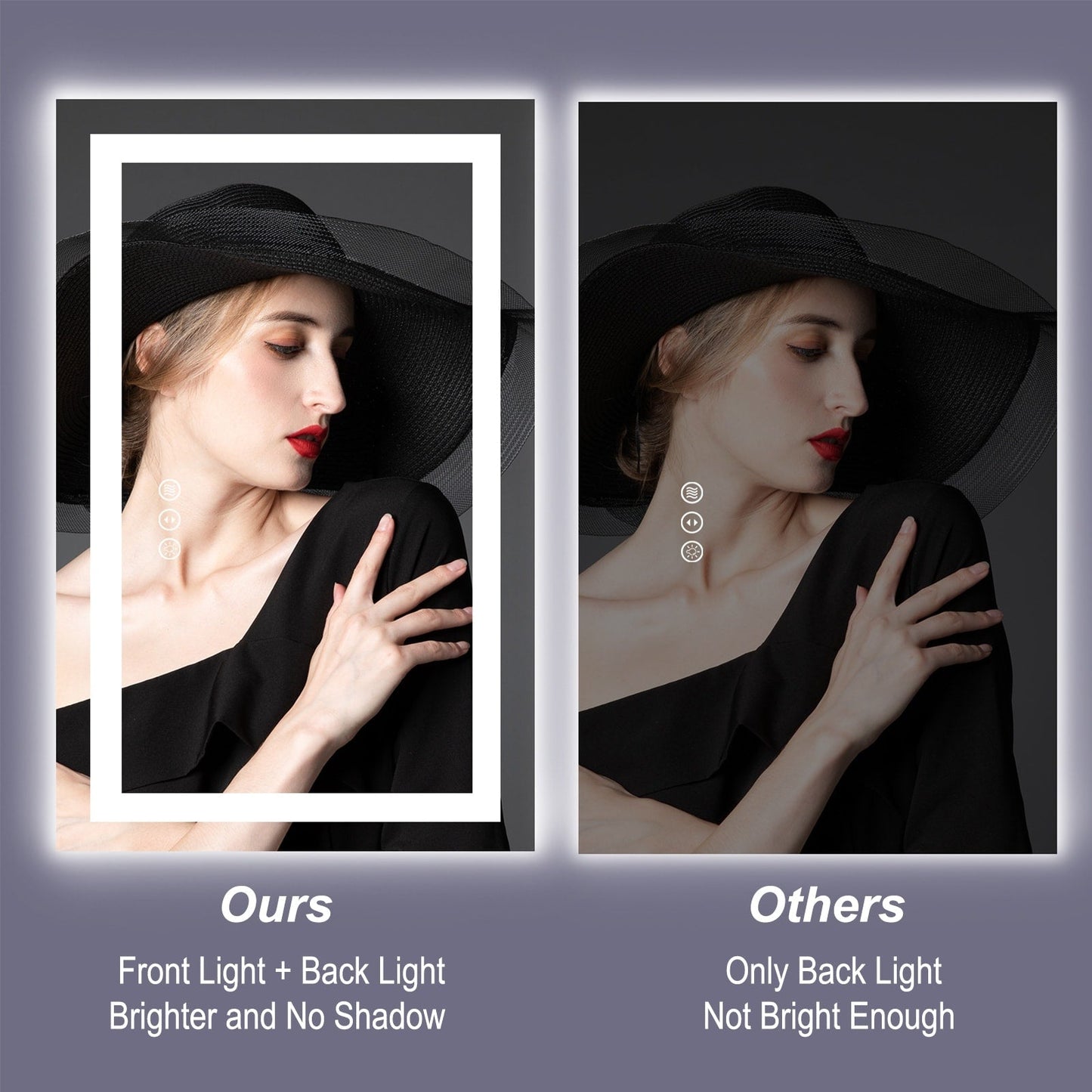 KIOTEE Super Bright Anti-fog LED Bathroom Mirror with Backlit and Front Lighting 3-Year Warranty