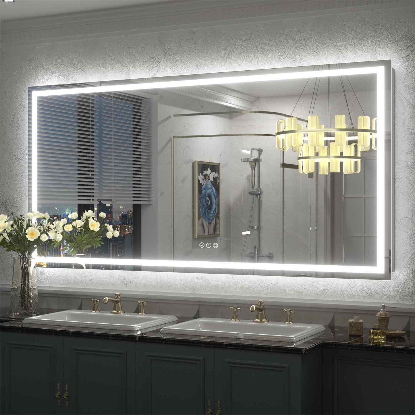 KIOTEE Super Bright Anti-fog LED Bathroom Mirror with Backlit and Front Lighting 3-Year Warranty