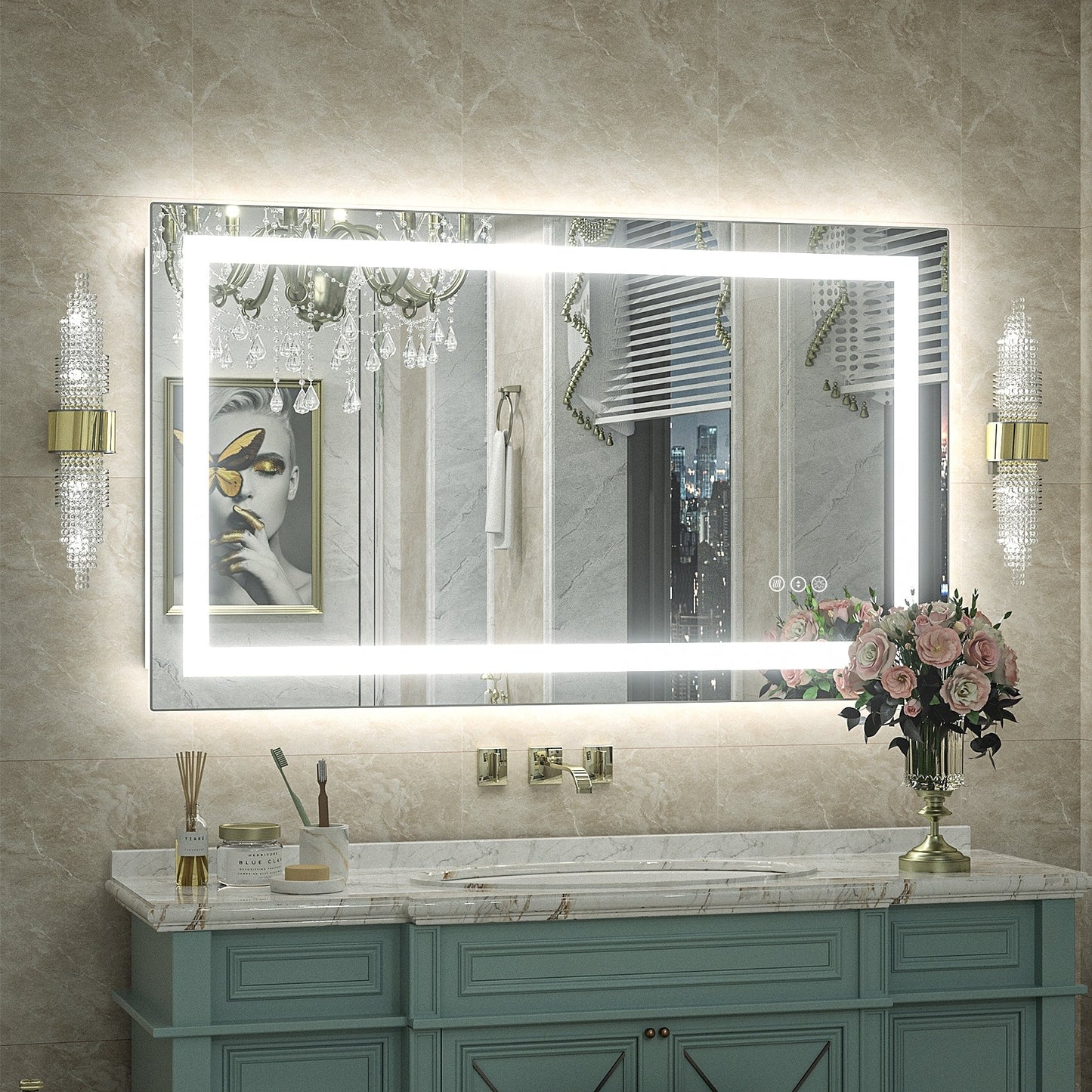 KIOTEE Super Bright Anti-fog LED Bathroom Mirror with Backlit and Front Lighting 3-Year Warranty