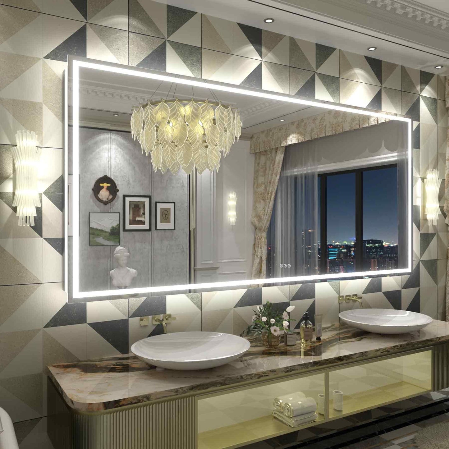 KIOTEE Super Bright Anti-fog LED Bathroom Mirror with Backlit and Front Lighting 3-Year Warranty