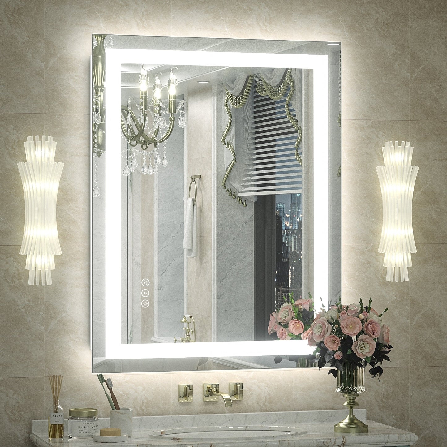 KIOTEE Super Bright Anti-fog LED Bathroom Mirror with Backlit and Front Lighting 3-Year Warranty