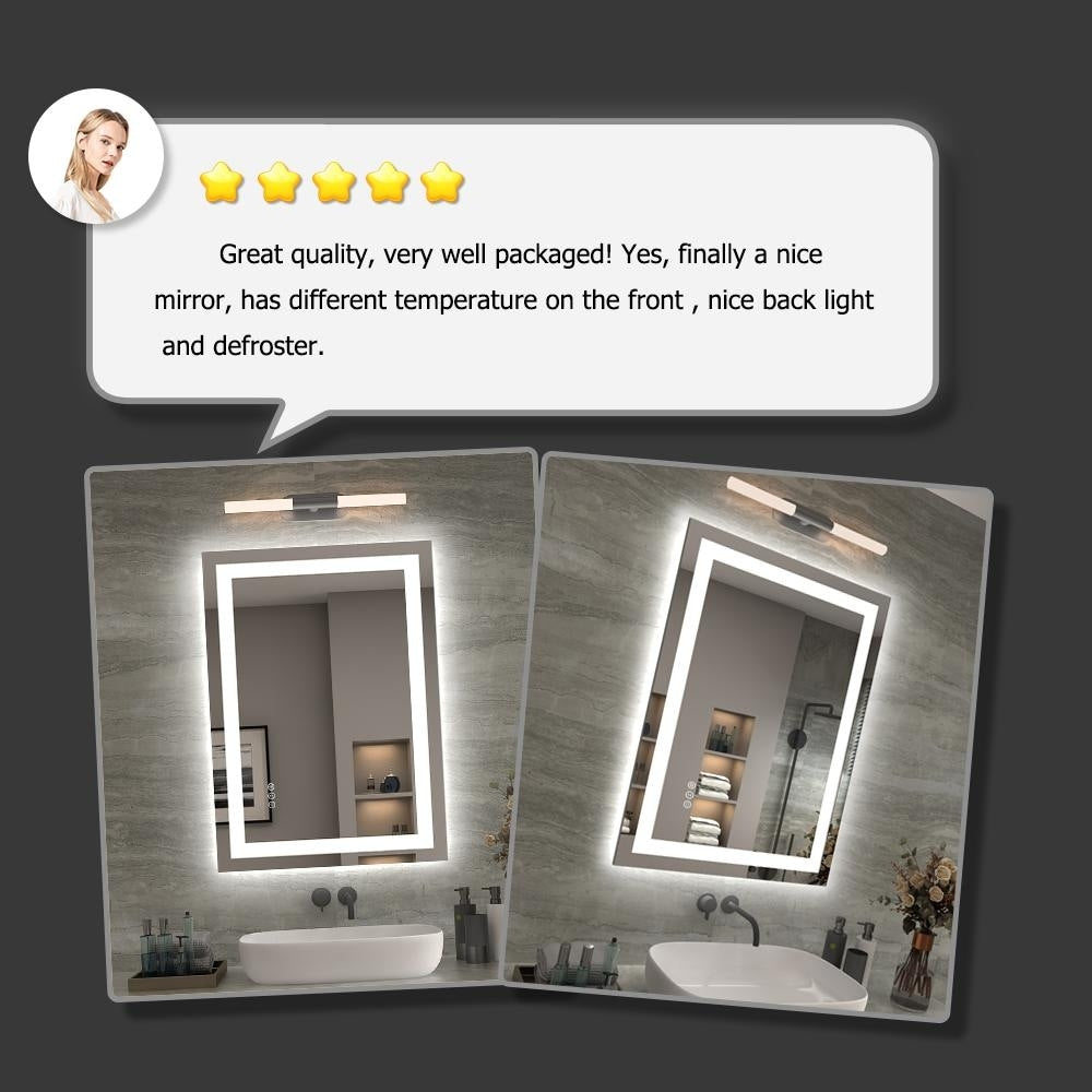 KIOTEE Super Bright Anti-fog LED Bathroom Mirror with Backlit and Front Lighting 3-Year Warranty