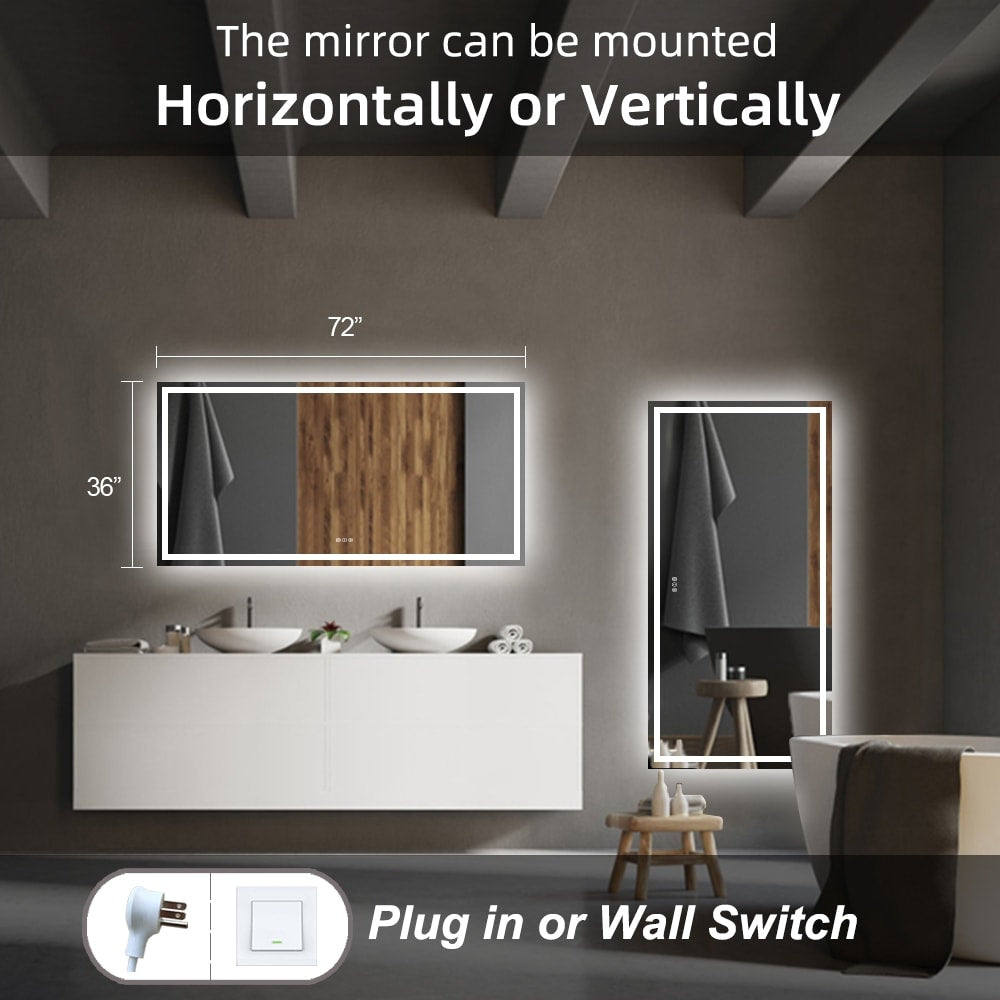 KIOTEE Super Bright Anti-fog LED Bathroom Mirror with Backlit and Front Lighting 3-Year Warranty