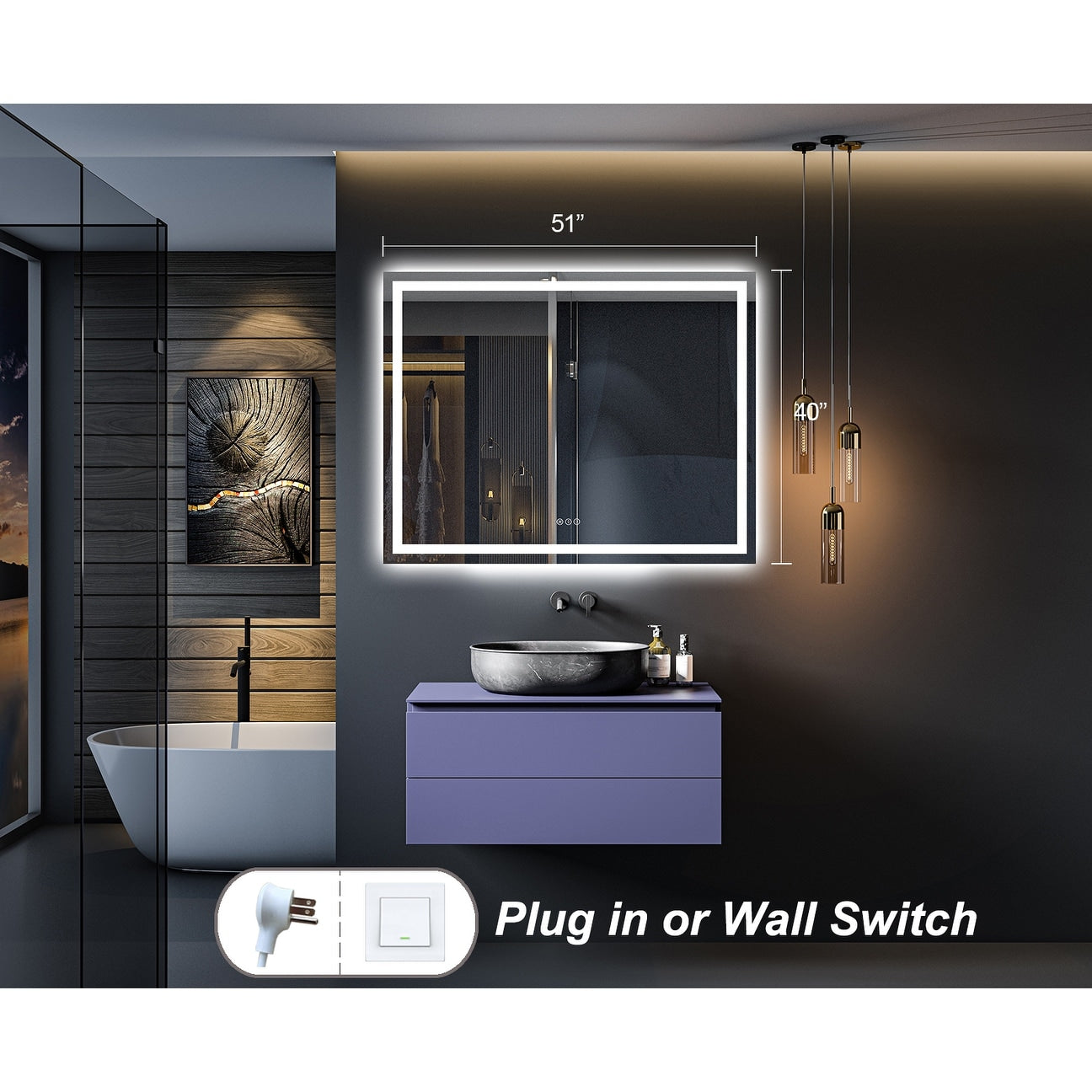 KIOTEE Super Bright Anti-fog LED Bathroom Mirror with Backlit and Front Lighting 3-Year Warranty