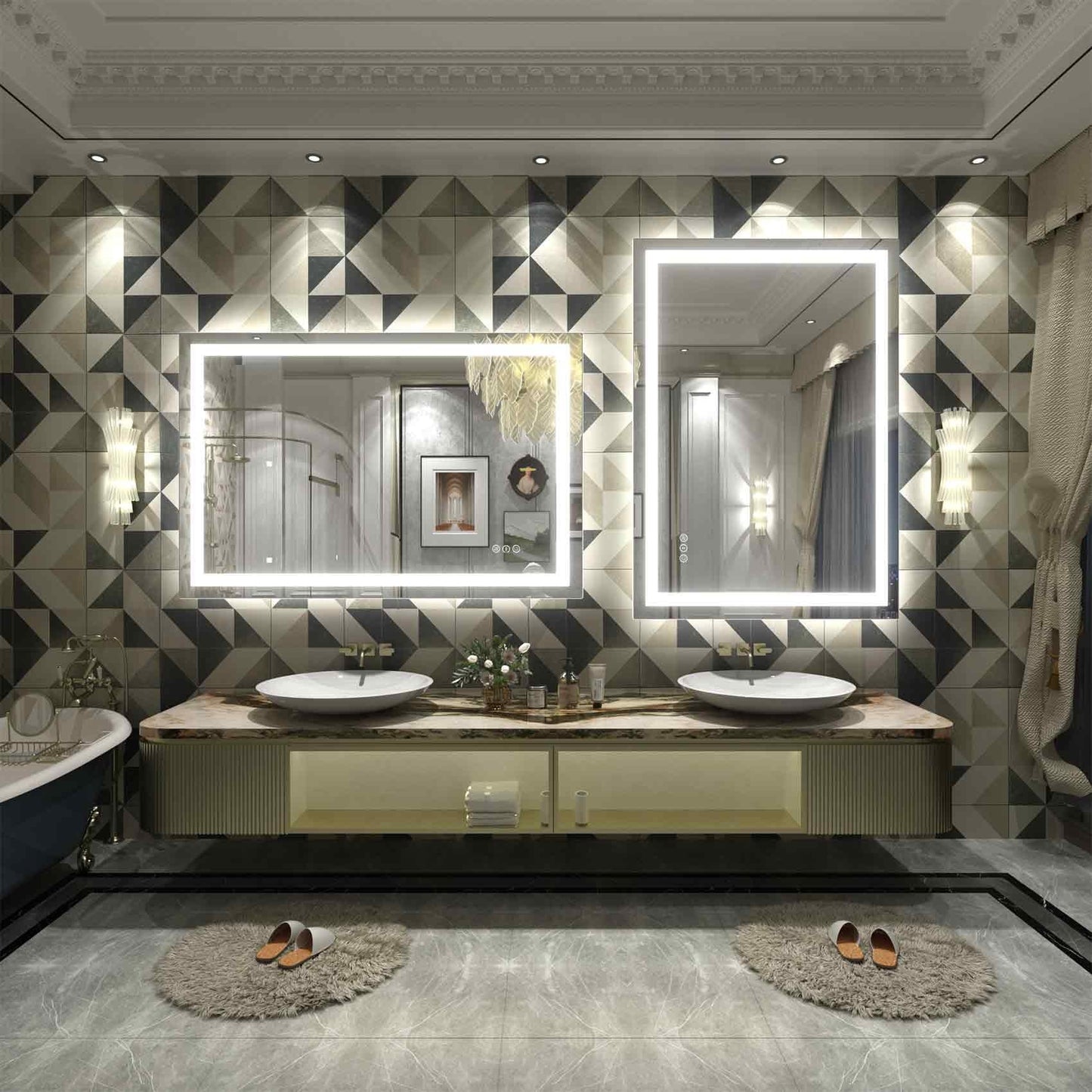 KIOTEE Super Bright Anti-fog LED Bathroom Mirror with Backlit and Front Lighting 3-Year Warranty