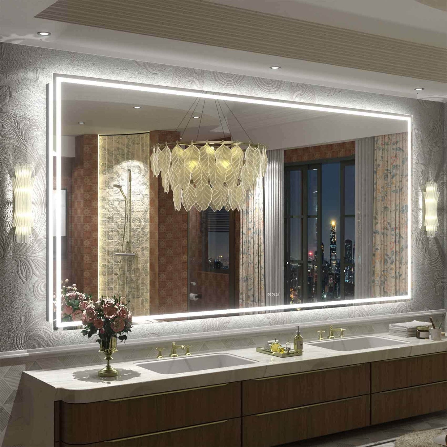 KIOTEE Super Bright Anti-fog LED Bathroom Mirror with Backlit and Front Lighting 3-Year Warranty