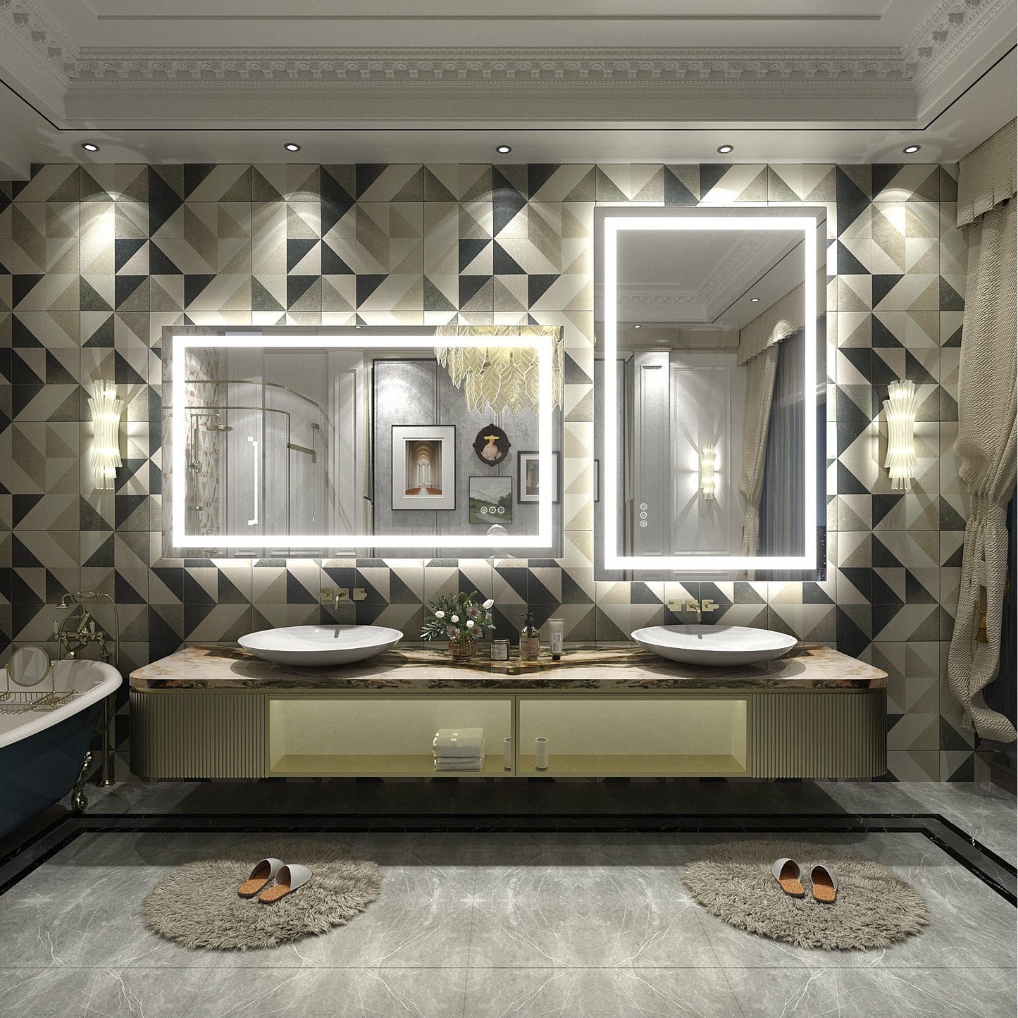 KIOTEE Super Bright Anti-fog LED Bathroom Mirror with Backlit and Front Lighting 3-Year Warranty