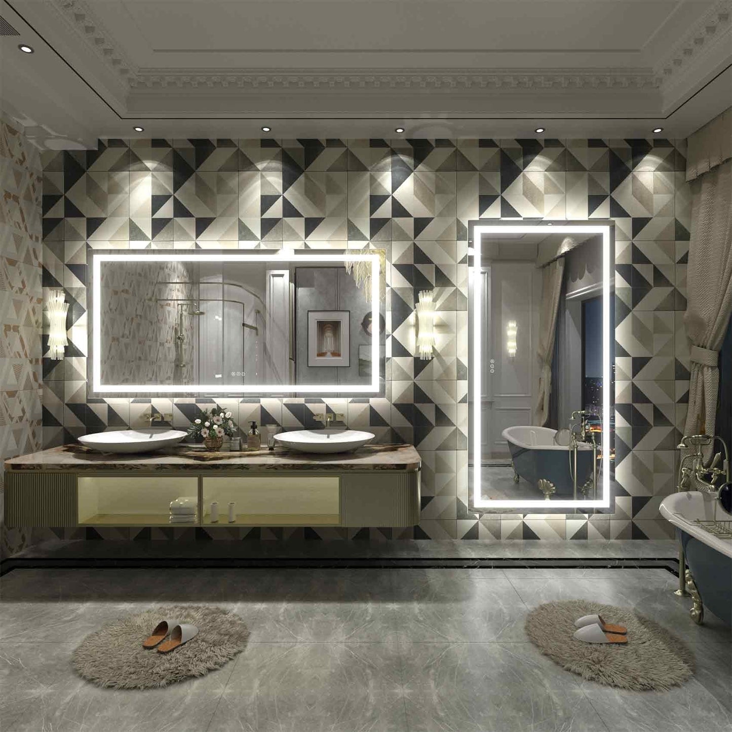 KIOTEE Super Bright Anti-fog LED Bathroom Mirror with Backlit and Front Lighting 3-Year Warranty