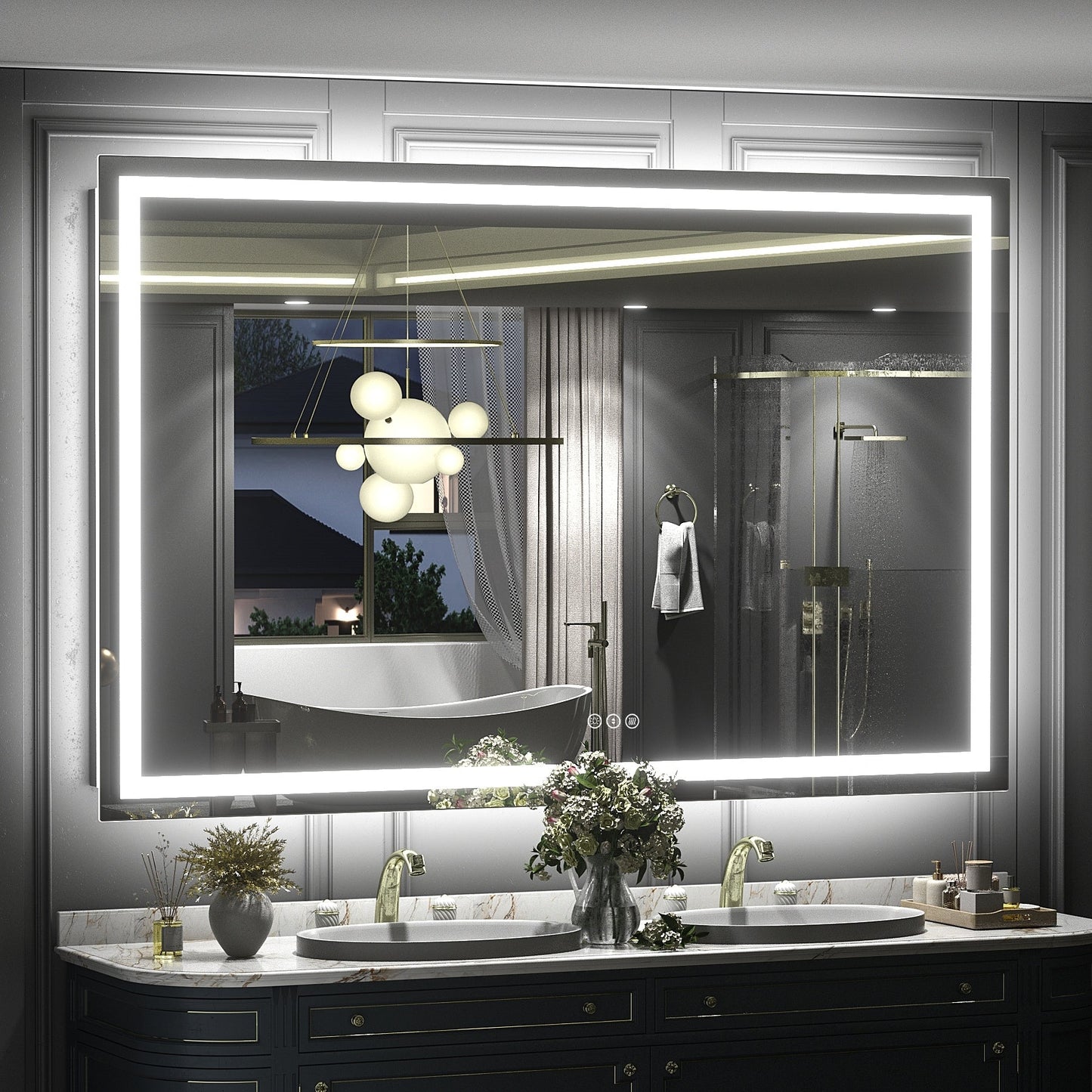 KIOTEE Super Bright Anti-fog LED Bathroom Mirror with Backlit and Front Lighting 3-Year Warranty