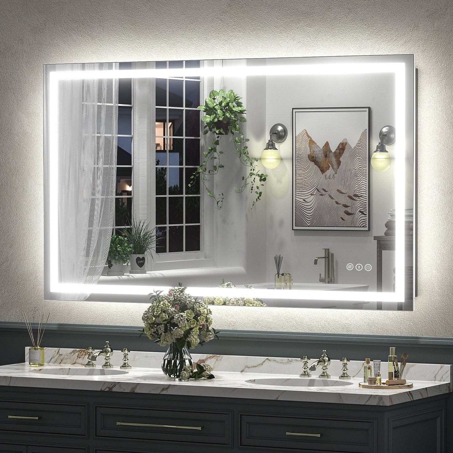 KIOTEE Super Bright Anti-fog LED Bathroom Mirror with Backlit and Front Lighting 3-Year Warranty