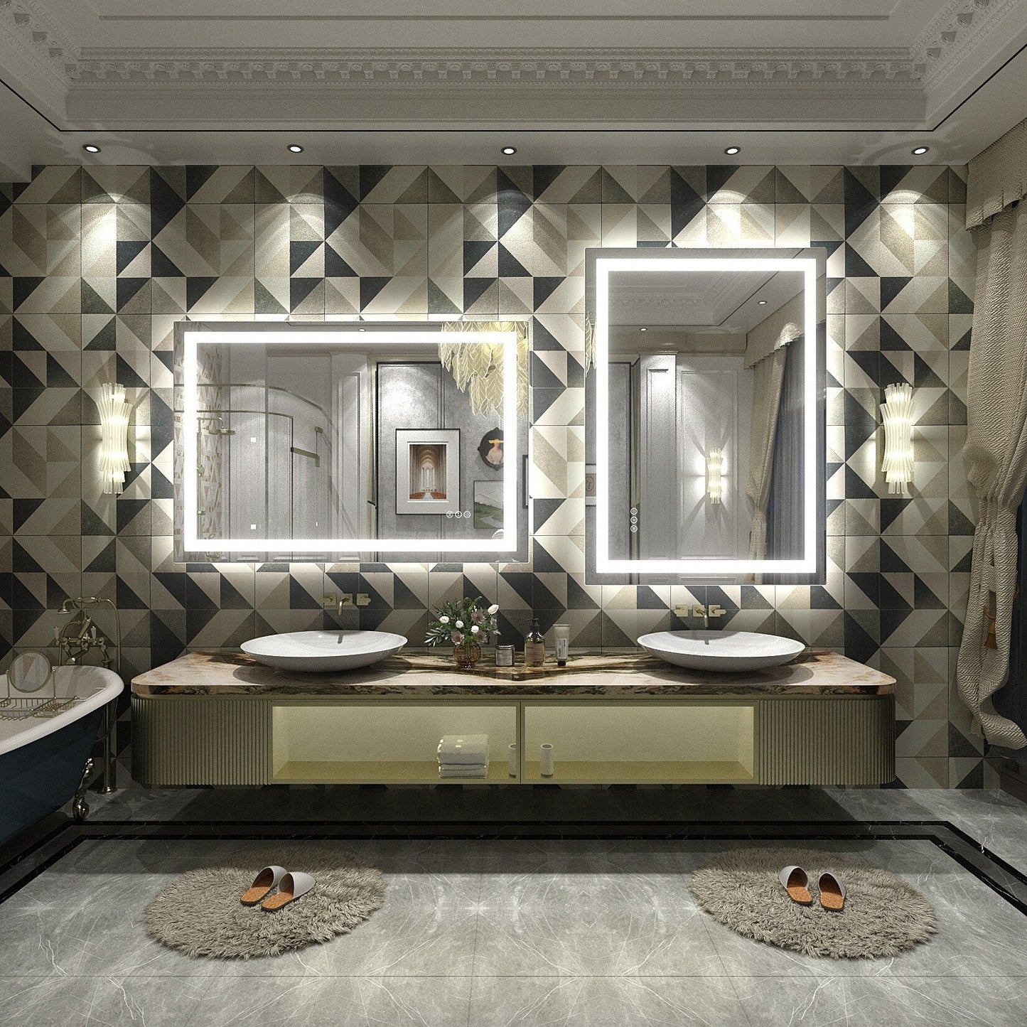 KIOTEE Super Bright Anti-fog LED Bathroom Mirror with Backlit and Front Lighting 3-Year Warranty