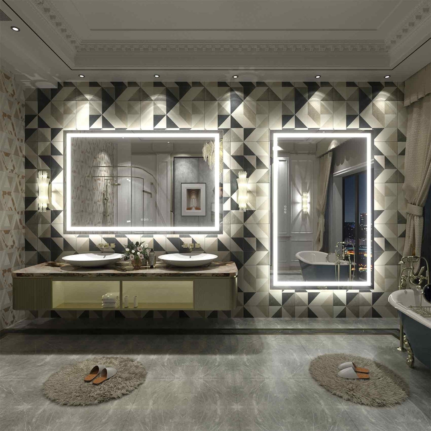 KIOTEE Super Bright Anti-fog LED Bathroom Mirror with Backlit and Front Lighting 3-Year Warranty