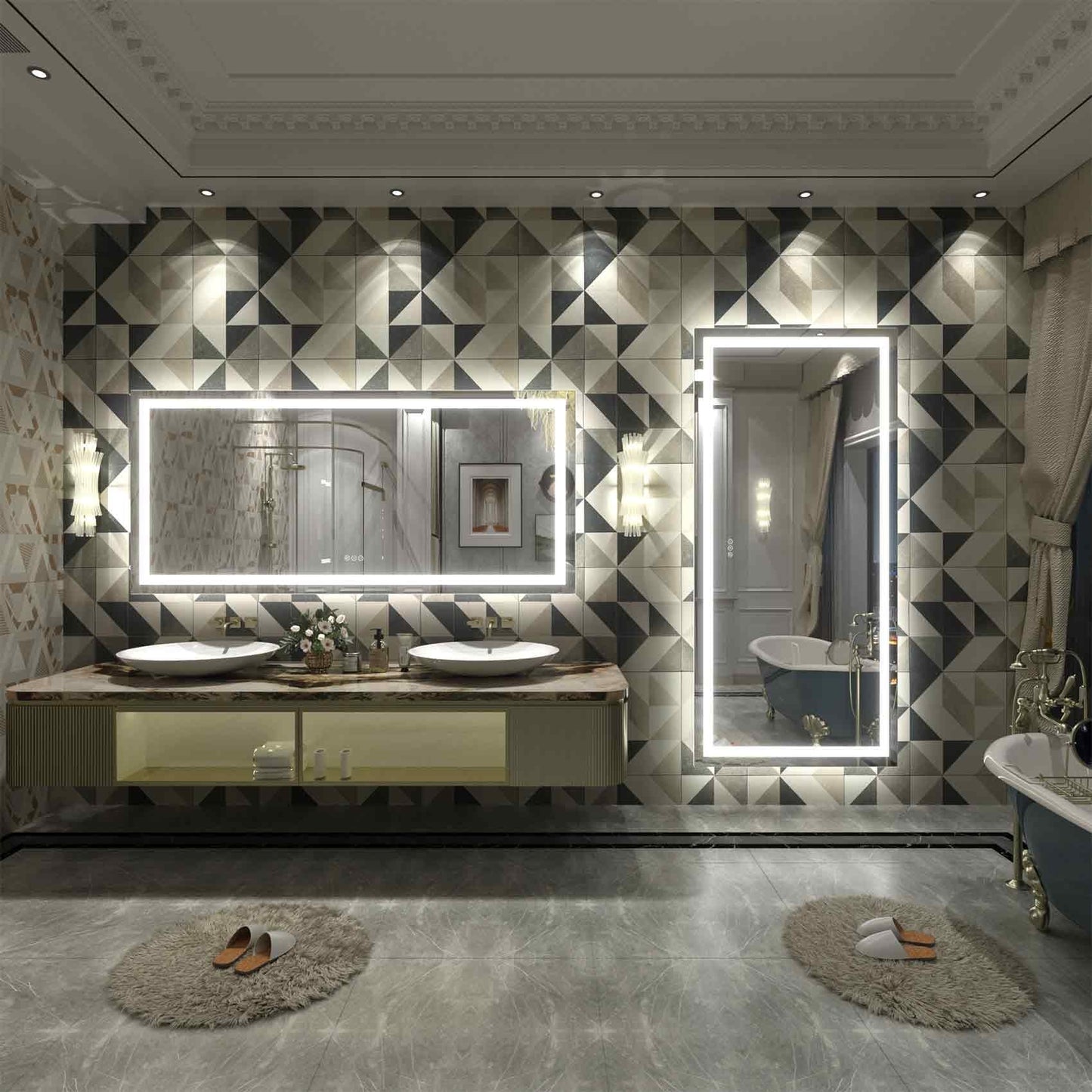 KIOTEE Super Bright Anti-fog LED Bathroom Mirror with Backlit and Front Lighting 3-Year Warranty