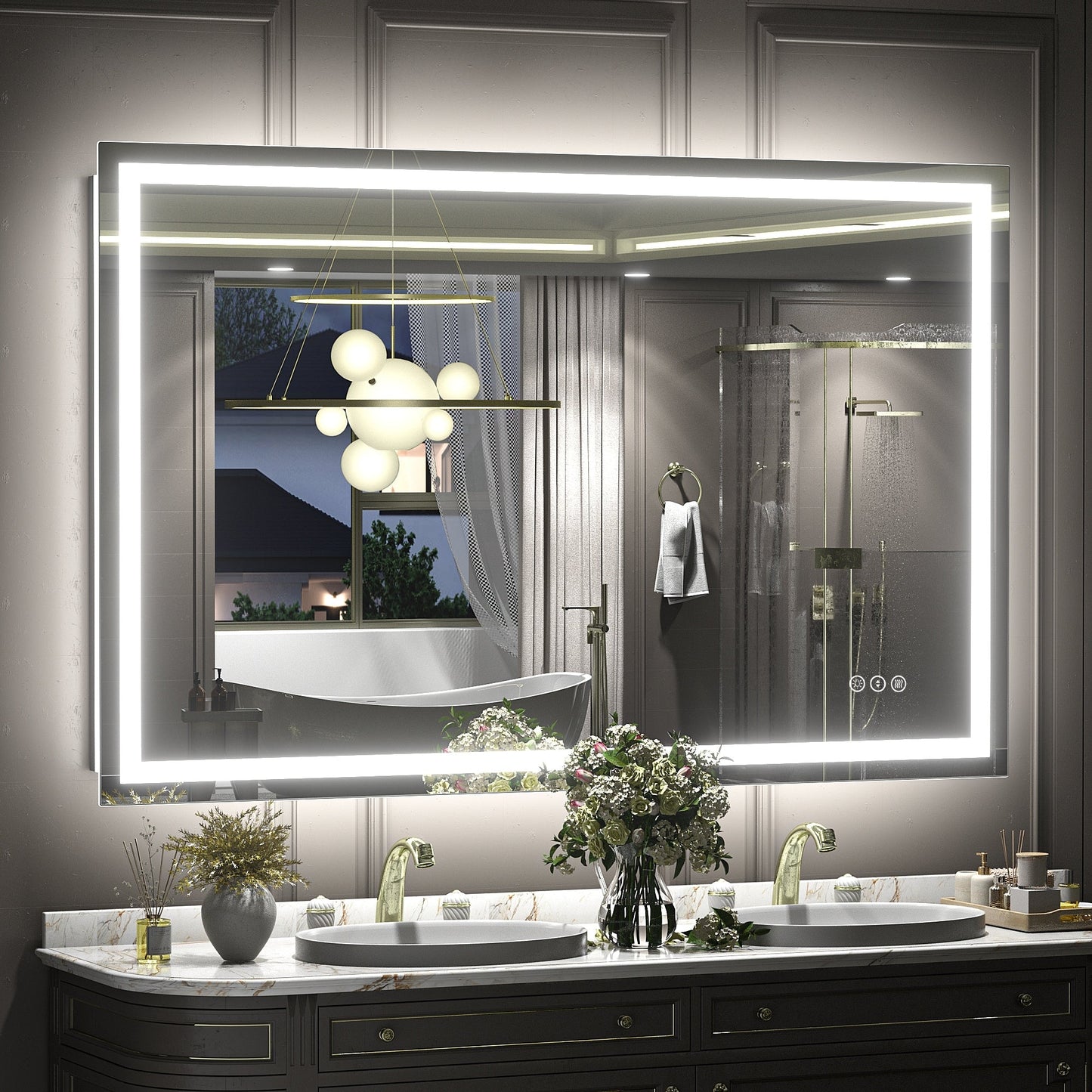 KIOTEE Super Bright Anti-fog LED Bathroom Mirror with Backlit and Front Lighting 3-Year Warranty