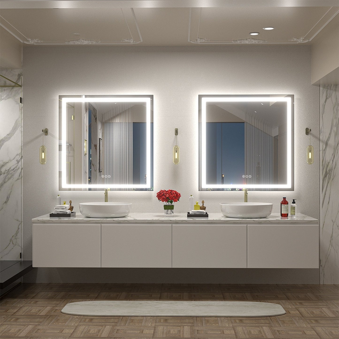 KIOTEE Super Bright Anti-fog LED Bathroom Mirror with Backlit and Front Lighting 3-Year Warranty