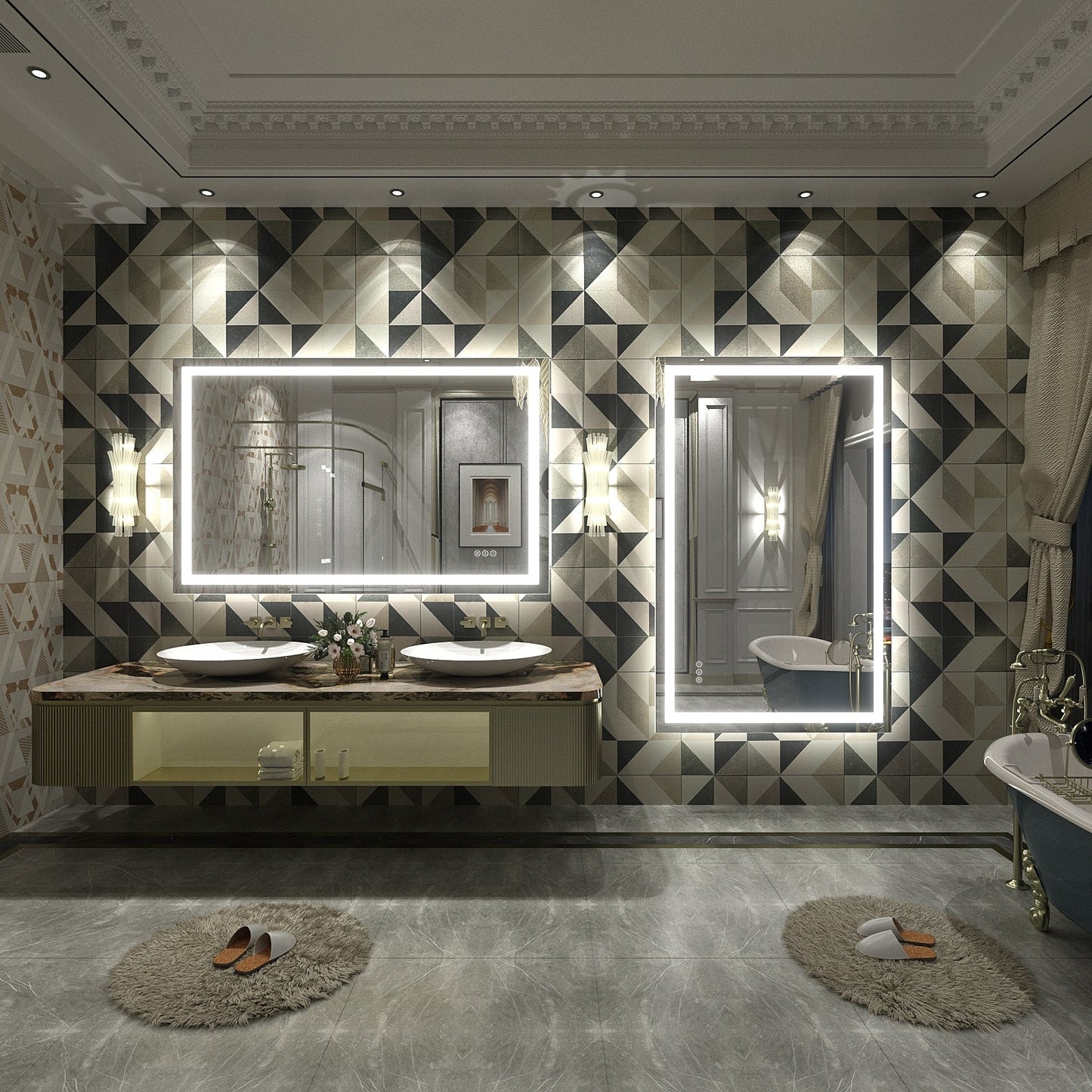 KIOTEE Super Bright Anti-fog LED Bathroom Mirror with Backlit and Front Lighting 3-Year Warranty