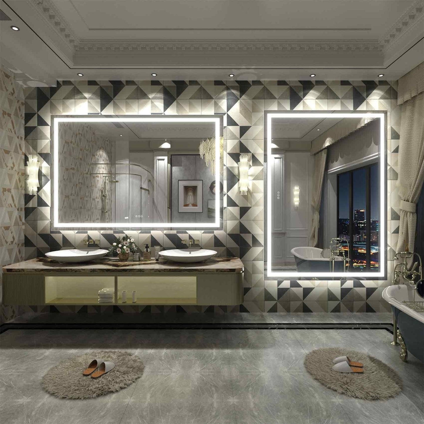 KIOTEE Super Bright Anti-fog LED Bathroom Mirror with Backlit and Front Lighting 3-Year Warranty