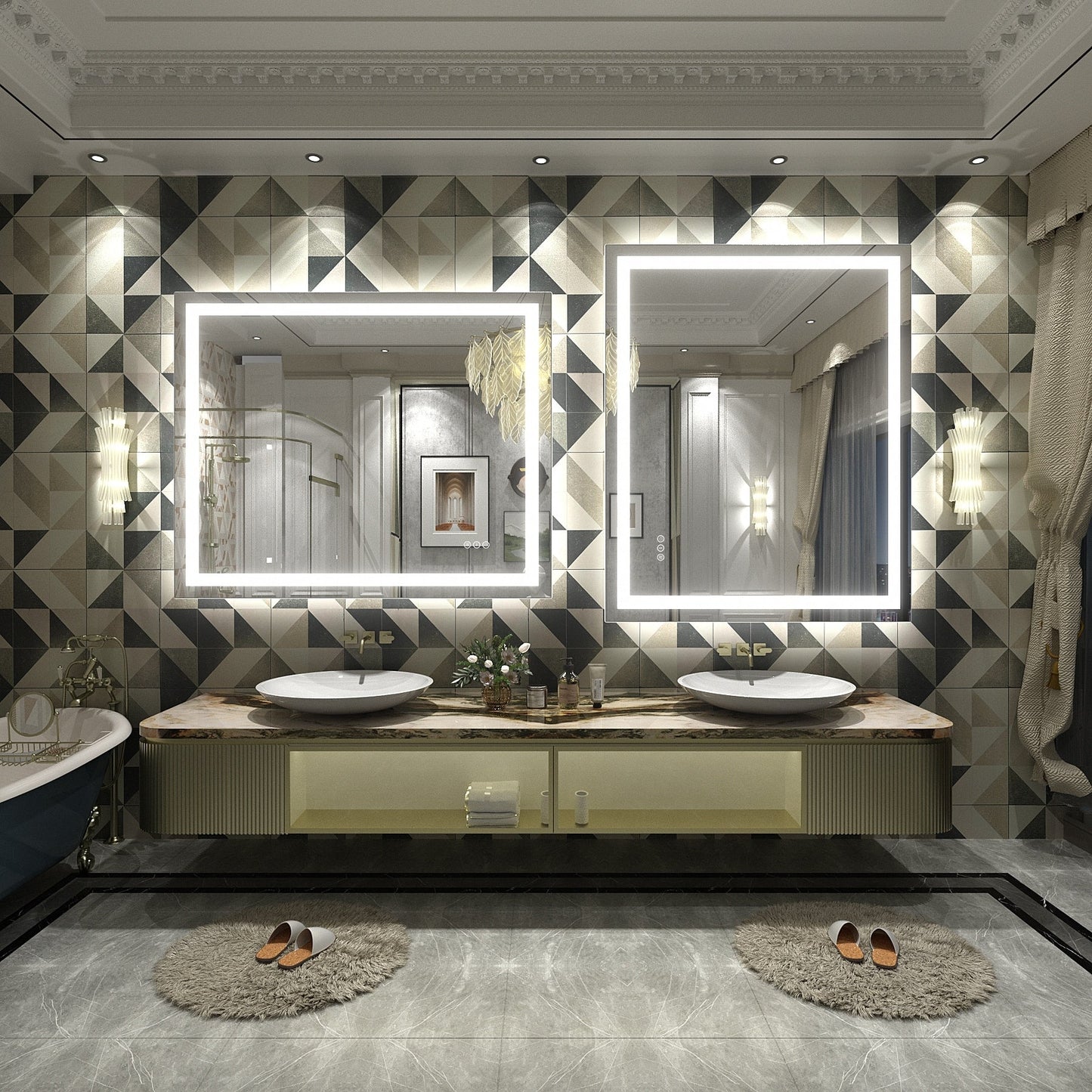 KIOTEE Super Bright Anti-fog LED Bathroom Mirror with Backlit and Front Lighting 3-Year Warranty