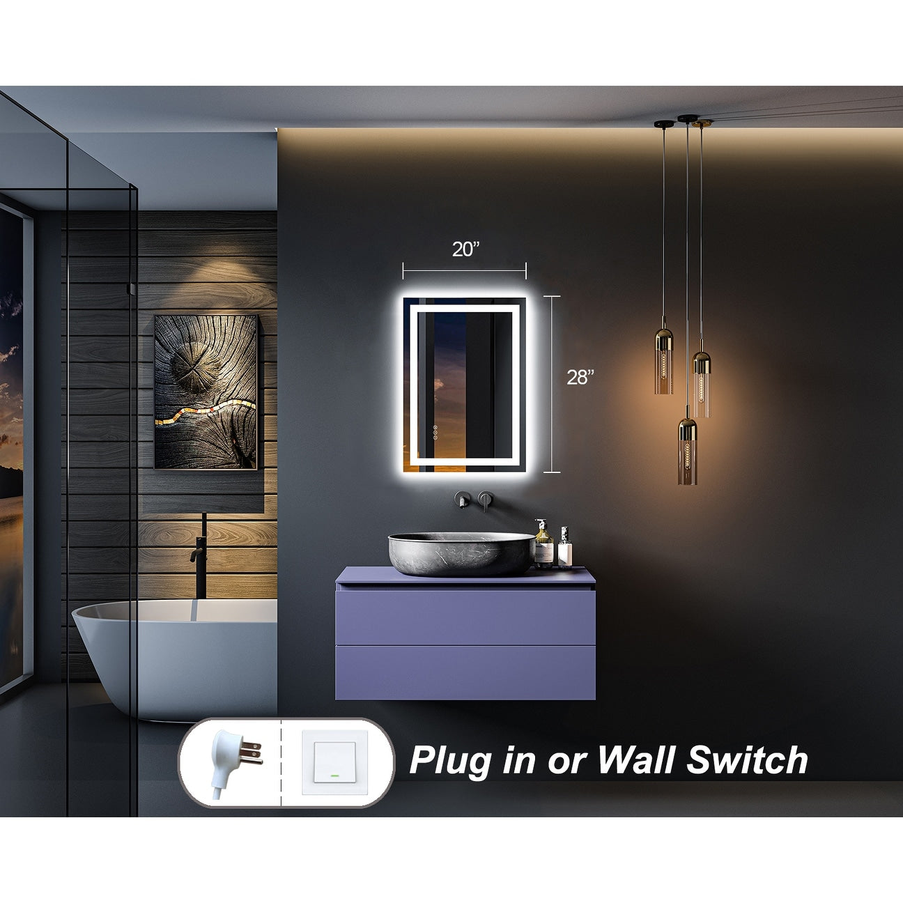 KIOTEE Super Bright Anti-fog LED Bathroom Mirror with Backlit and Front Lighting 3-Year Warranty