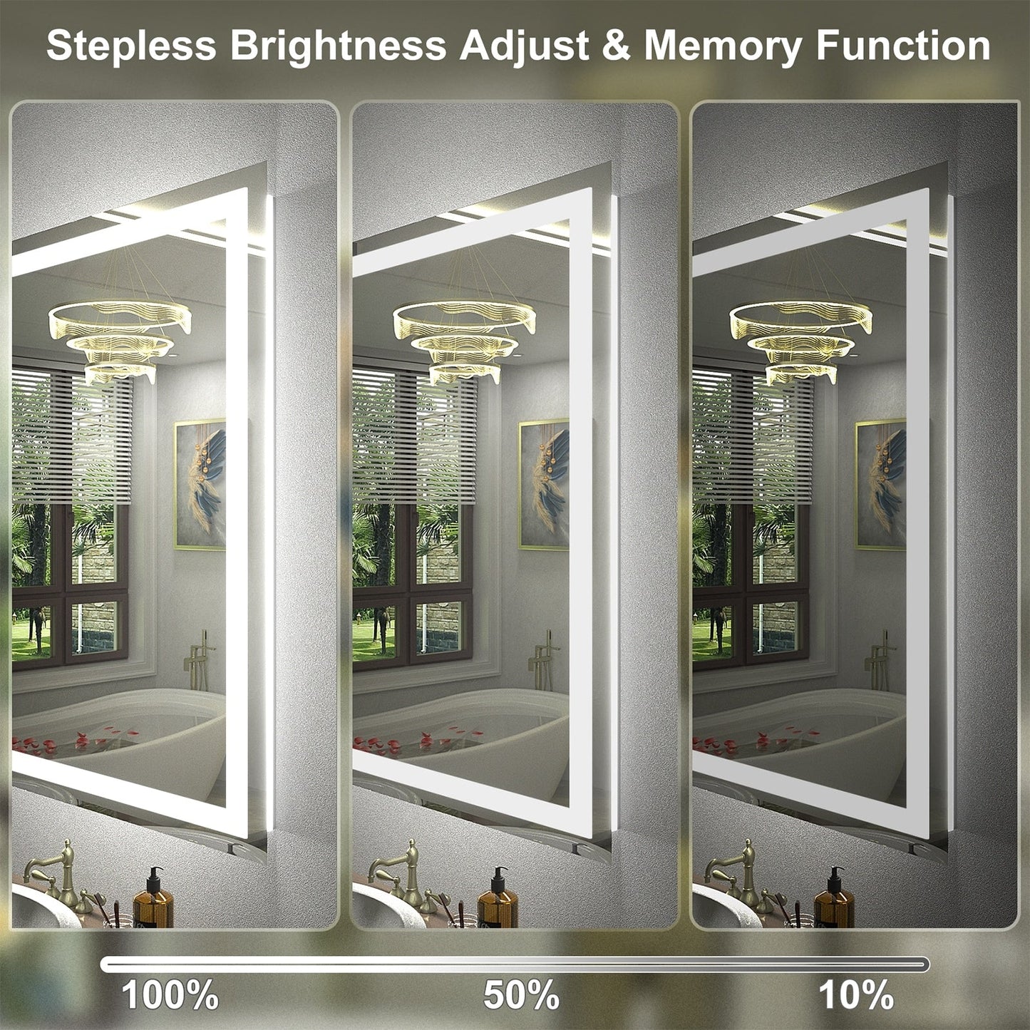 KIOTEE Super Bright Anti-fog LED Bathroom Mirror with Backlit and Front Lighting 3-Year Warranty
