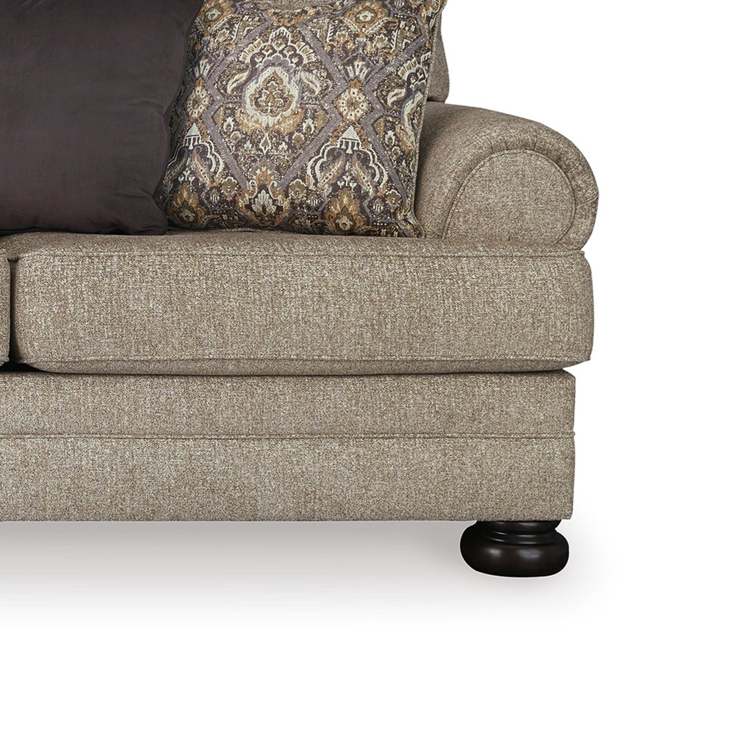 Canapé Kana, 5 coussins décoratifs, 254 cm, polyester marron classique