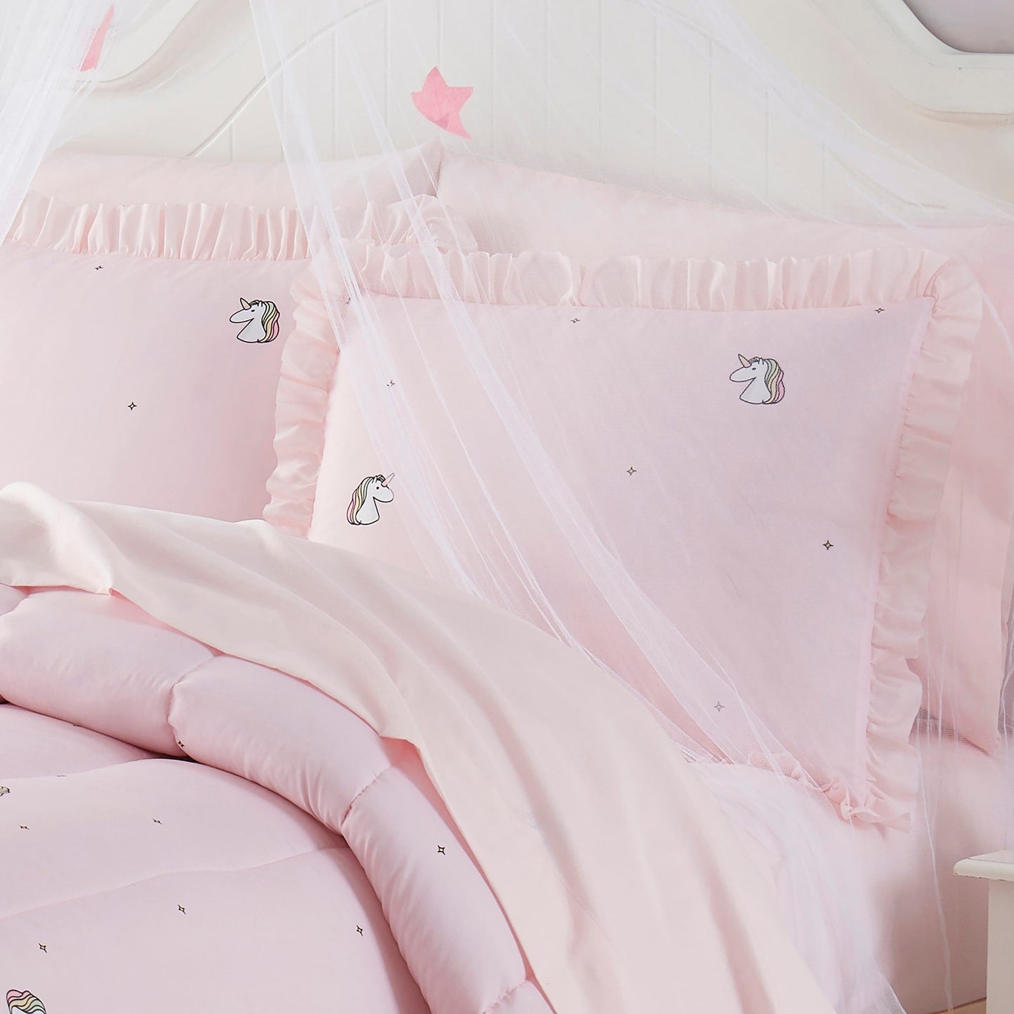 Kids Rainbow Unicorn Bed in a Bag 5 Piece Comforter, Sham & Sheet Set