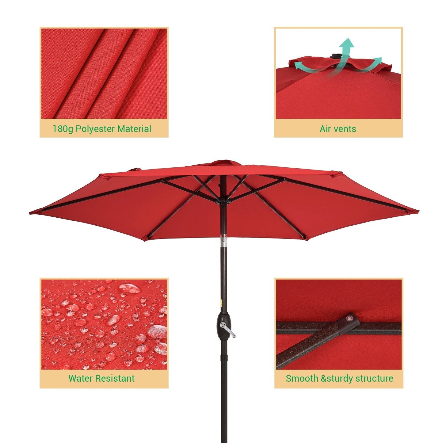 LIVOOSUN 7.5ft Steel Patio Market Umbrella Tilt System