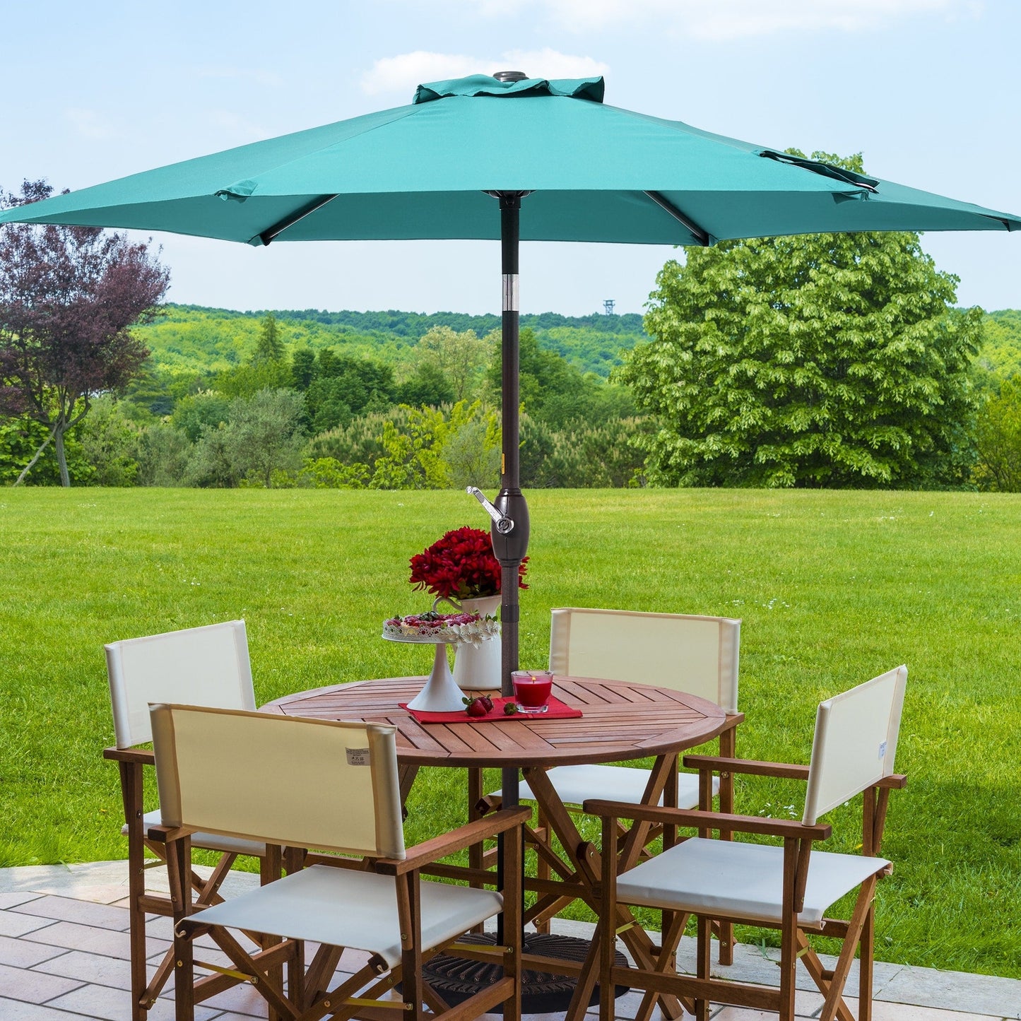 LIVOOSUN 7.5ft Steel Patio Market Umbrella Tilt System
