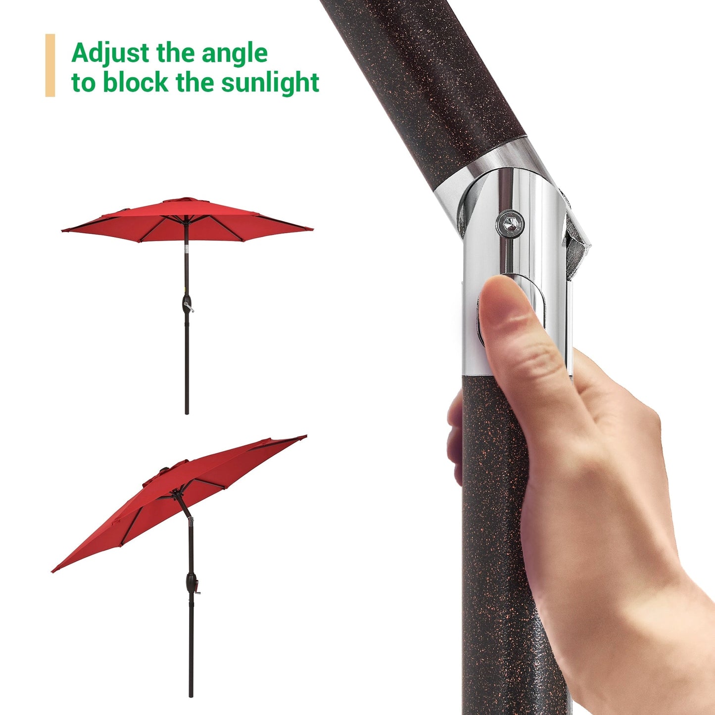LIVOOSUN 7.5ft Steel Patio Market Umbrella Tilt System
