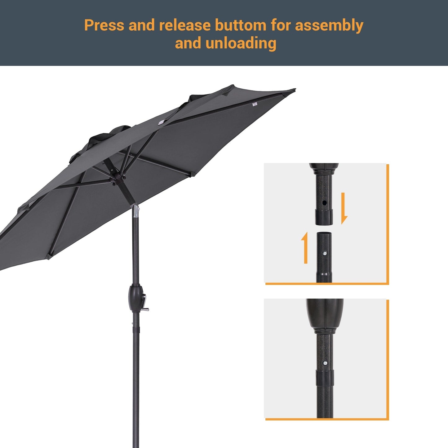 LIVOOSUN 7.5ft Steel Patio Market Umbrella Tilt System