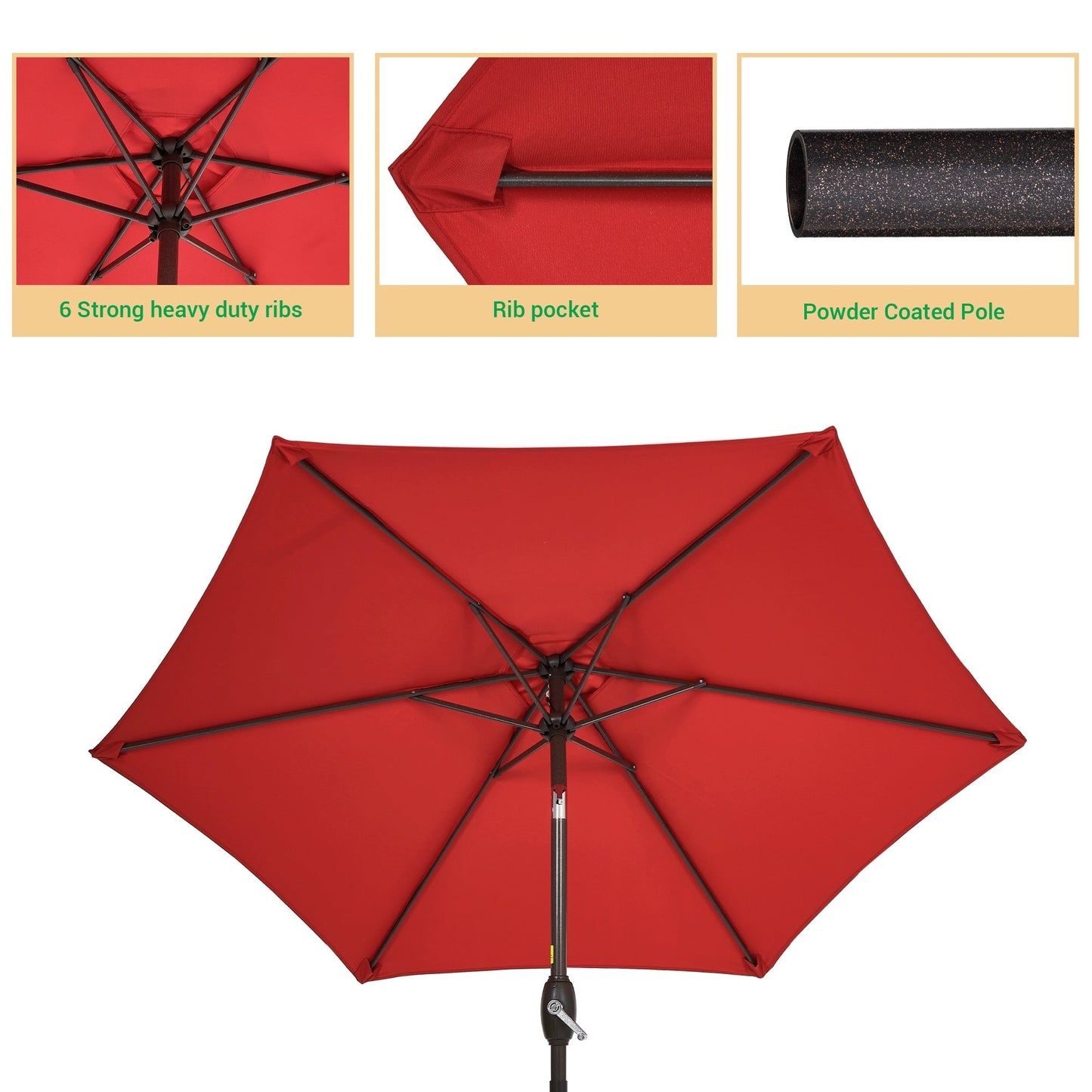 LIVOOSUN 7.5ft Steel Patio Market Umbrella Tilt System