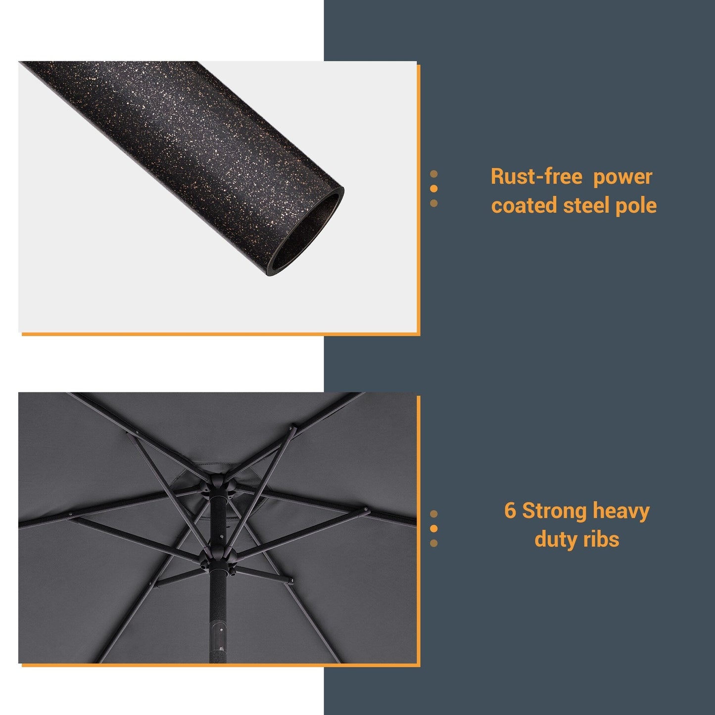 LIVOOSUN 7.5ft Steel Patio Market Umbrella Tilt System