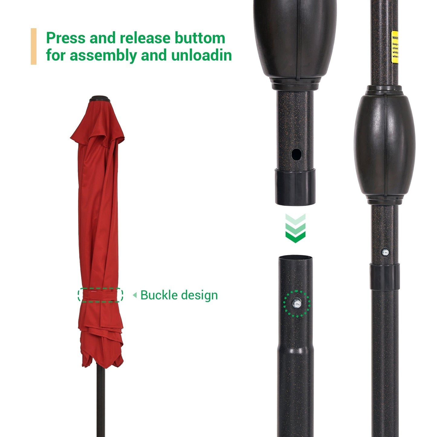 LIVOOSUN 7.5ft Steel Patio Market Umbrella Tilt System