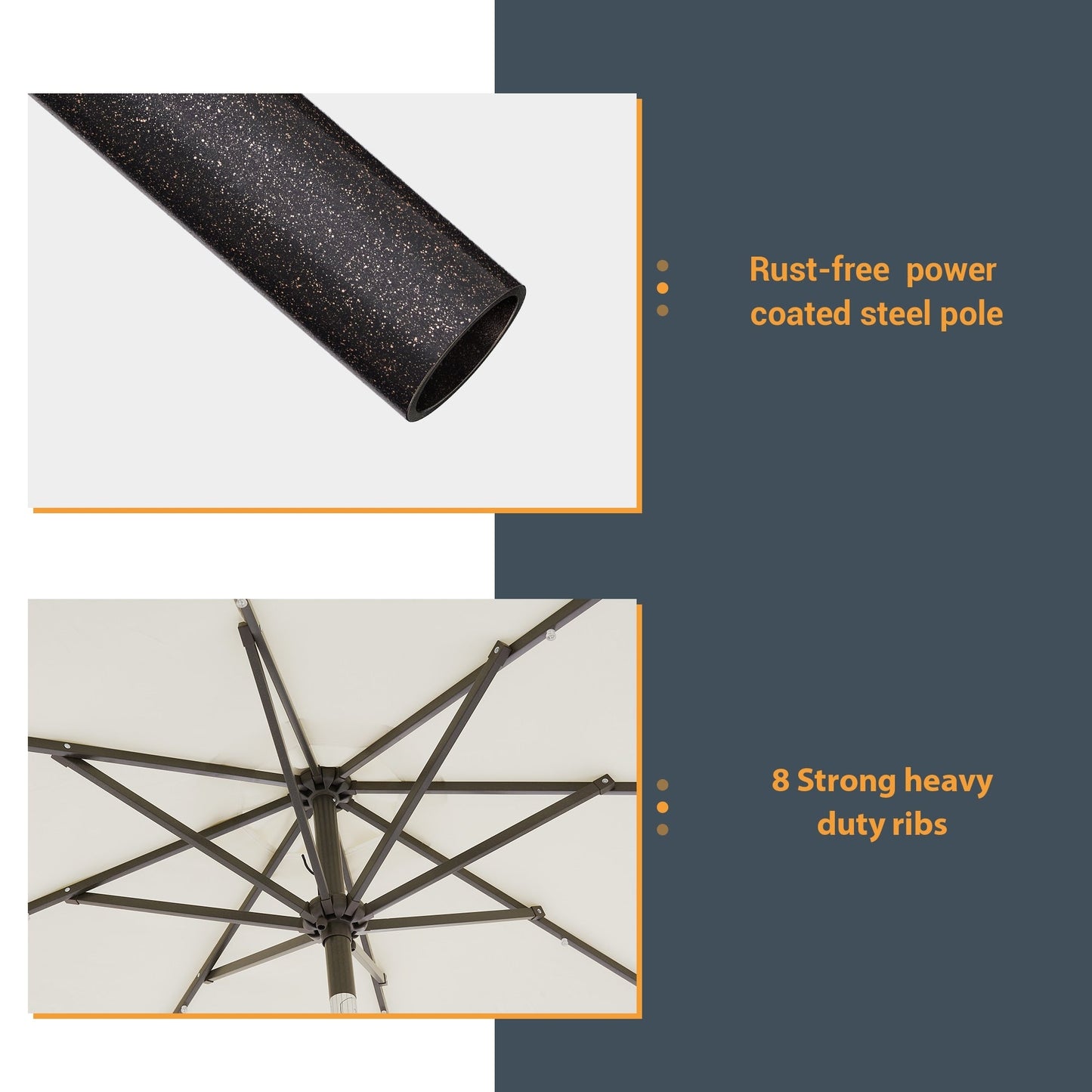LIVOOSUN 9Ft Patio LED Market Umbrella Outdoor Table Steel Umbrella