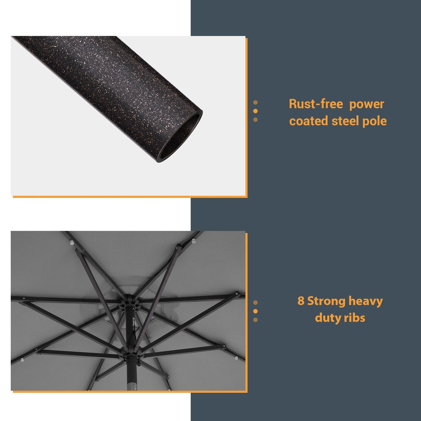 LIVOOSUN 9Ft Patio LED Market Umbrella Outdoor Table Steel Umbrella