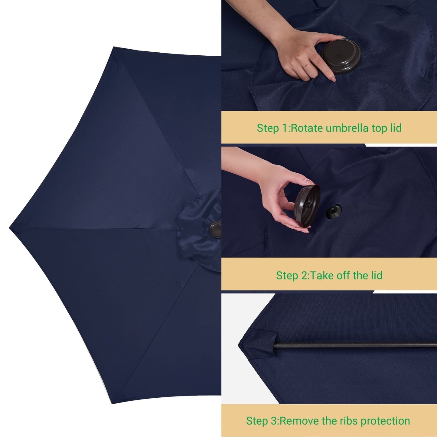 LIVOOSUN 7.5ft Steel Patio Market Umbrella Tilt System
