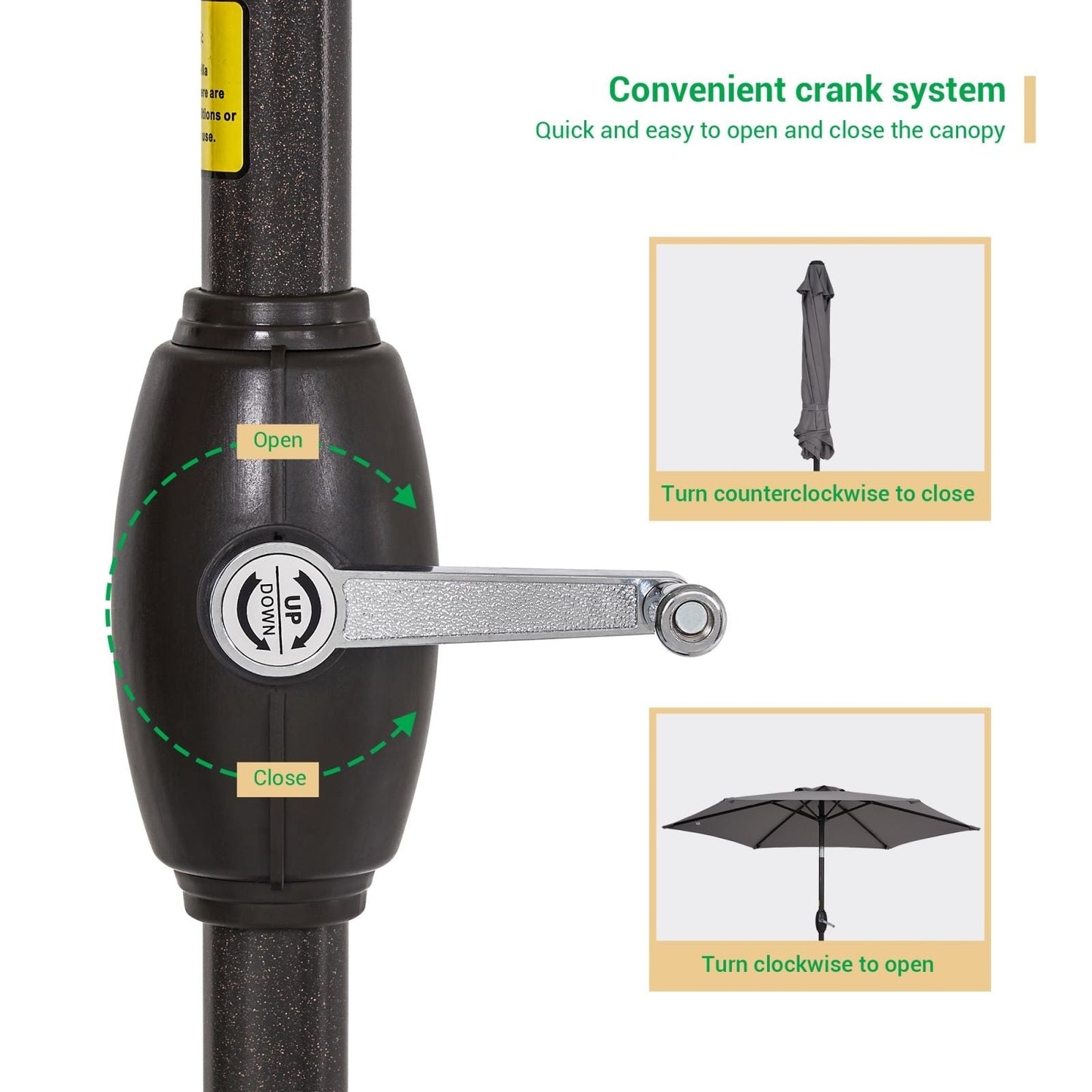 LIVOOSUN 7.5ft Steel Patio Market Umbrella Tilt System